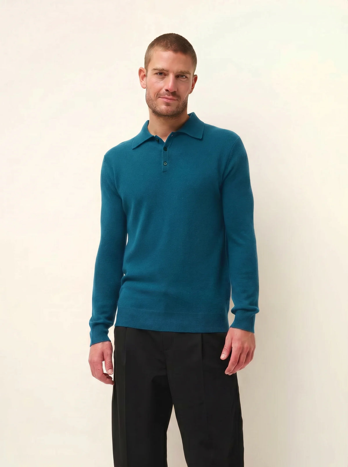 DOUGLAS polo manches longues paon