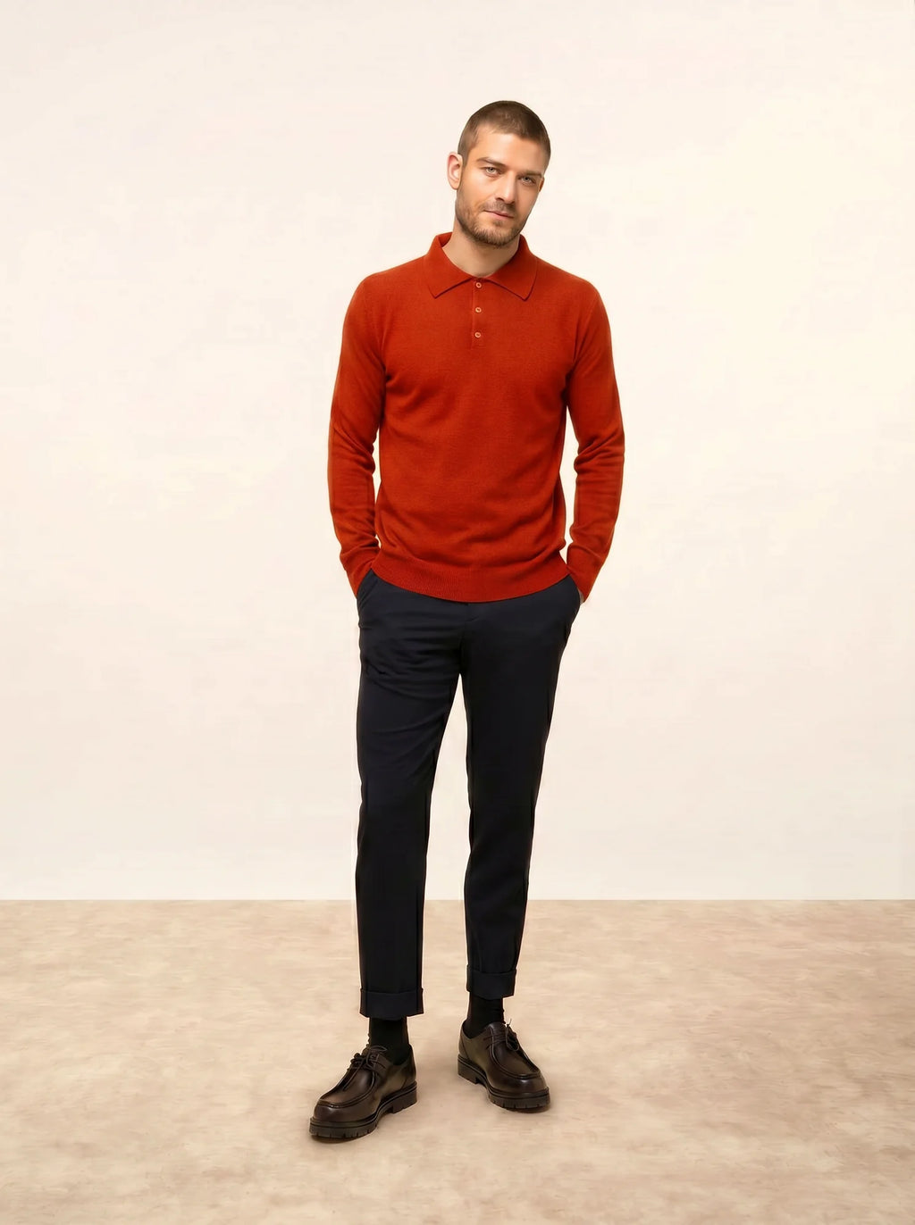 DOUGLAS Polo Manches Longues Tomate
