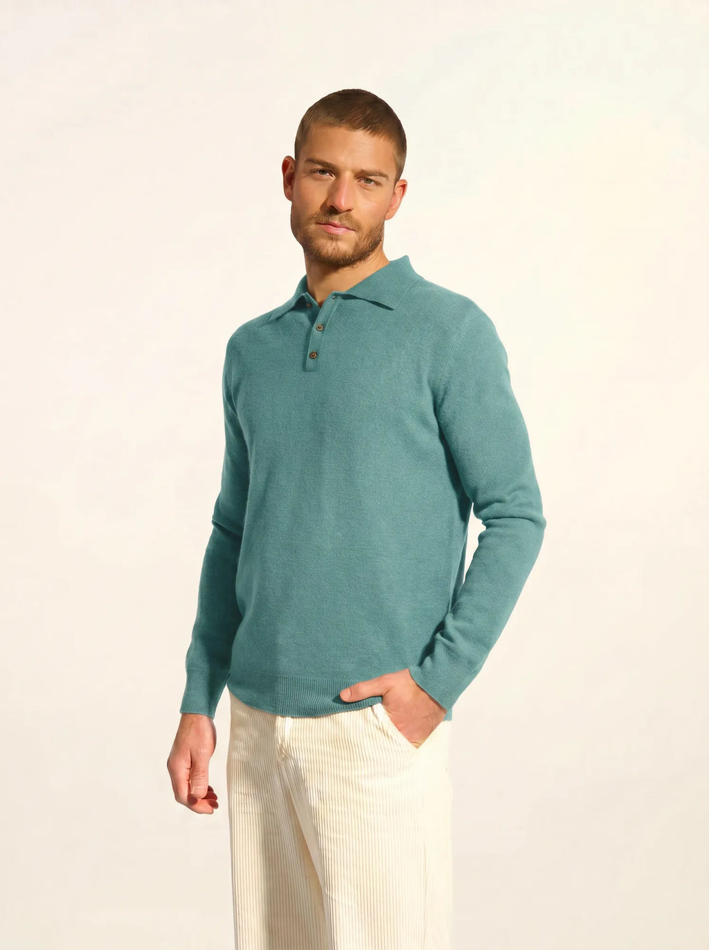 DOUGLAS Polo Manches Longues Vert Chiné
