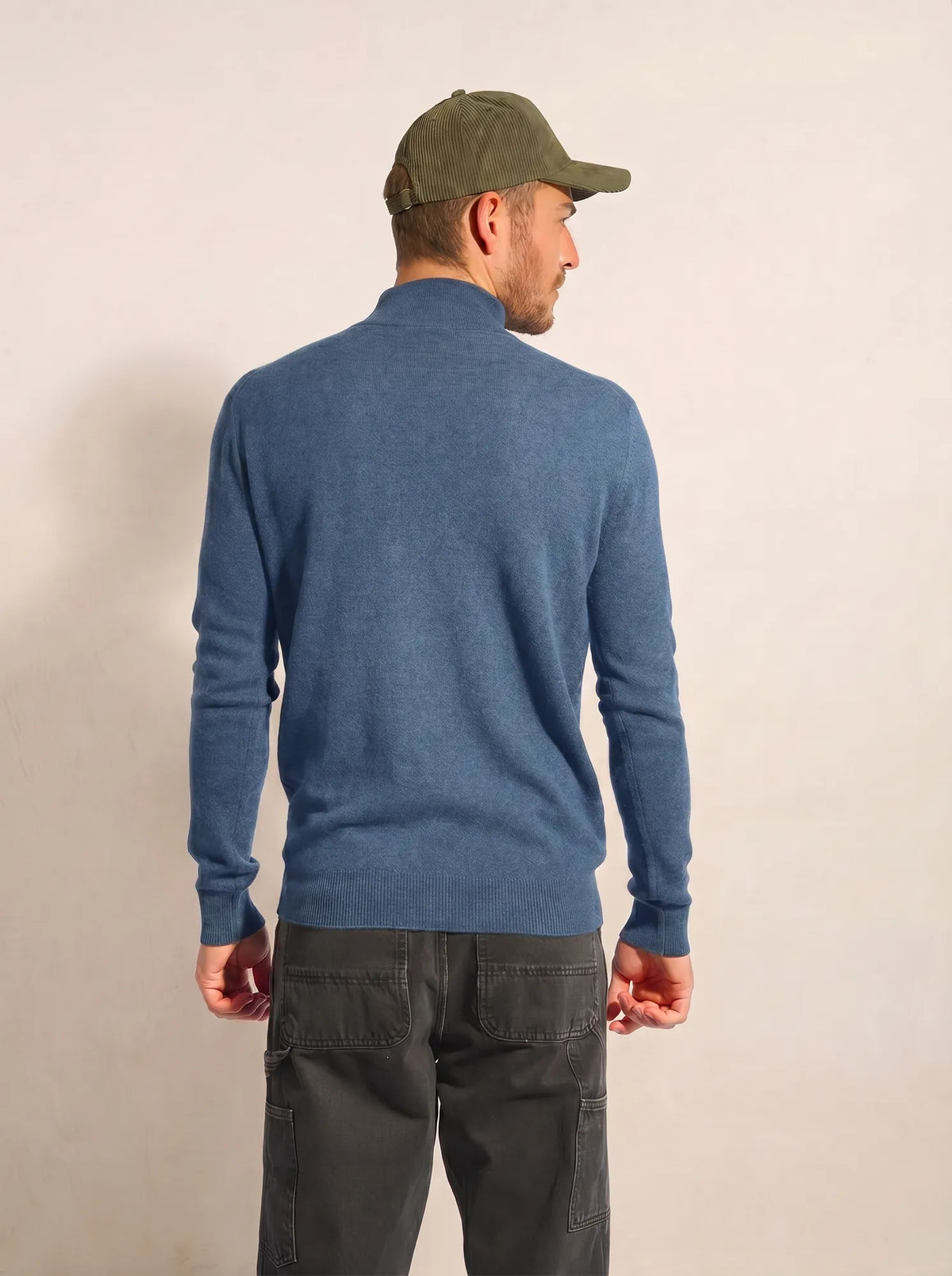 BRADLEY pull camionneur bleu denim