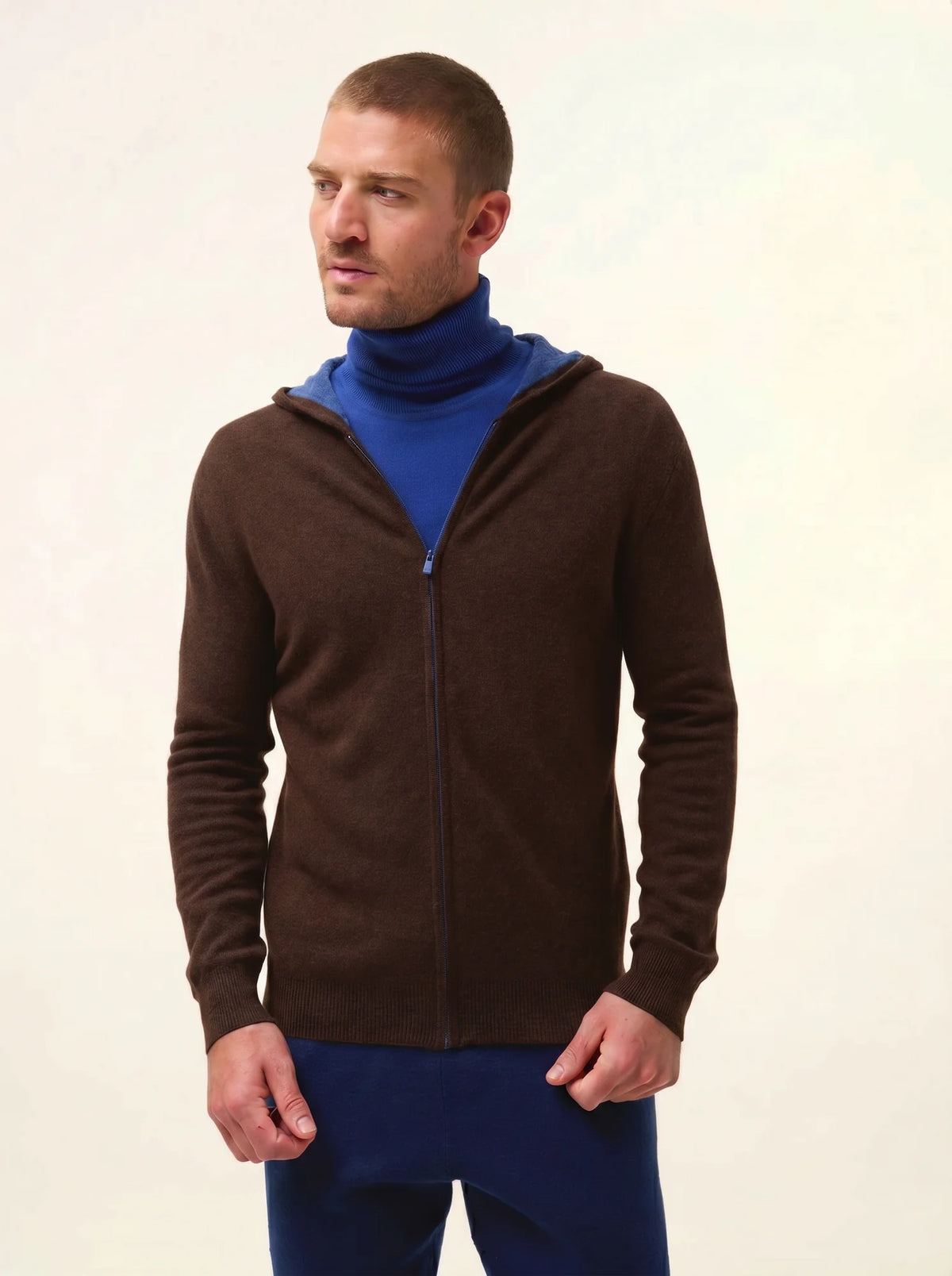 ELLIOT Gilet Zippé Capuche Café