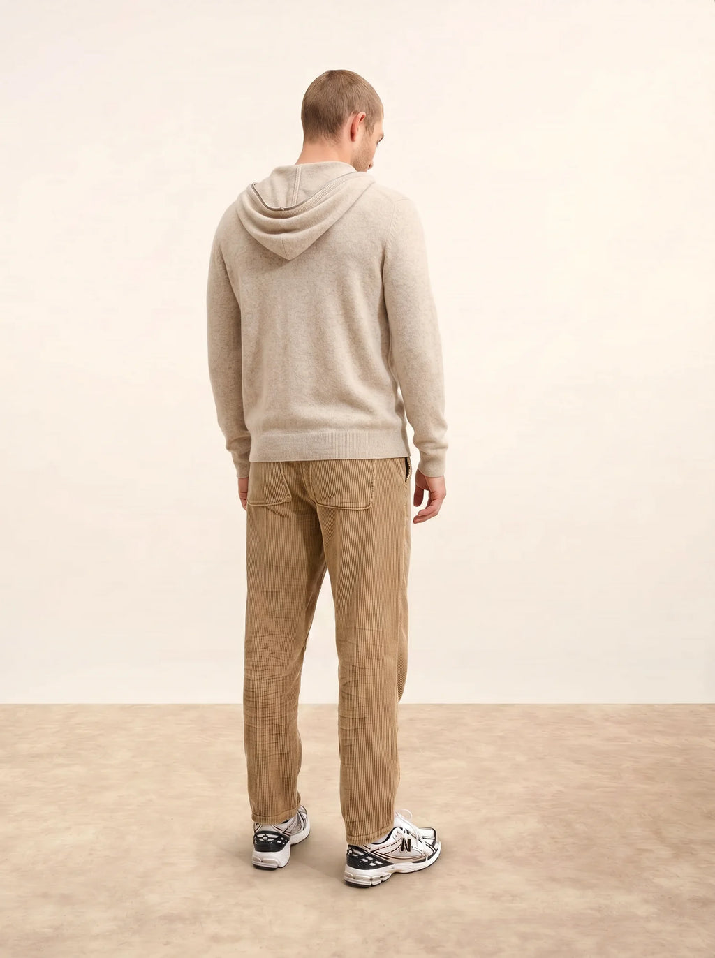 ELLIOT gilet zippé capuche camel clair chiné
