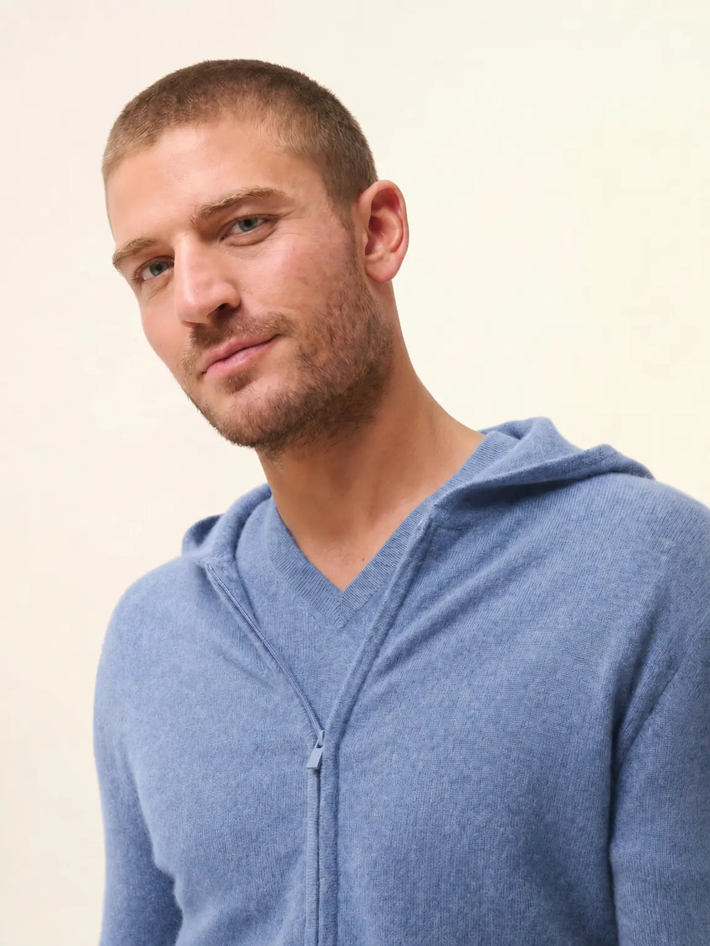 ELLIOT Gilet Zippé Capuche Ciel Chiné