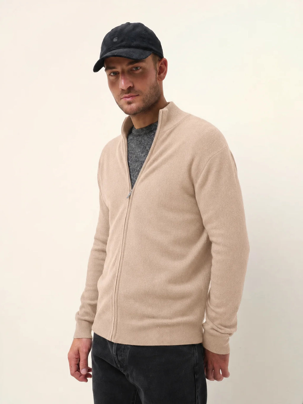 ALAN Gilet Zippé Col Montant Beige