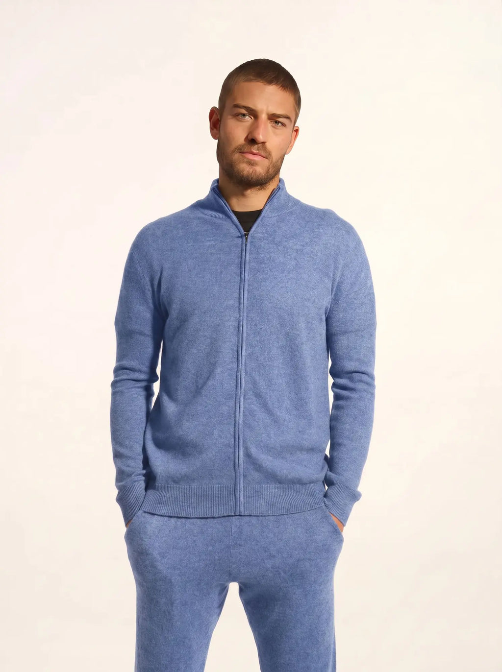 ALAN Vest Zipped Mock Neck Heather Sky