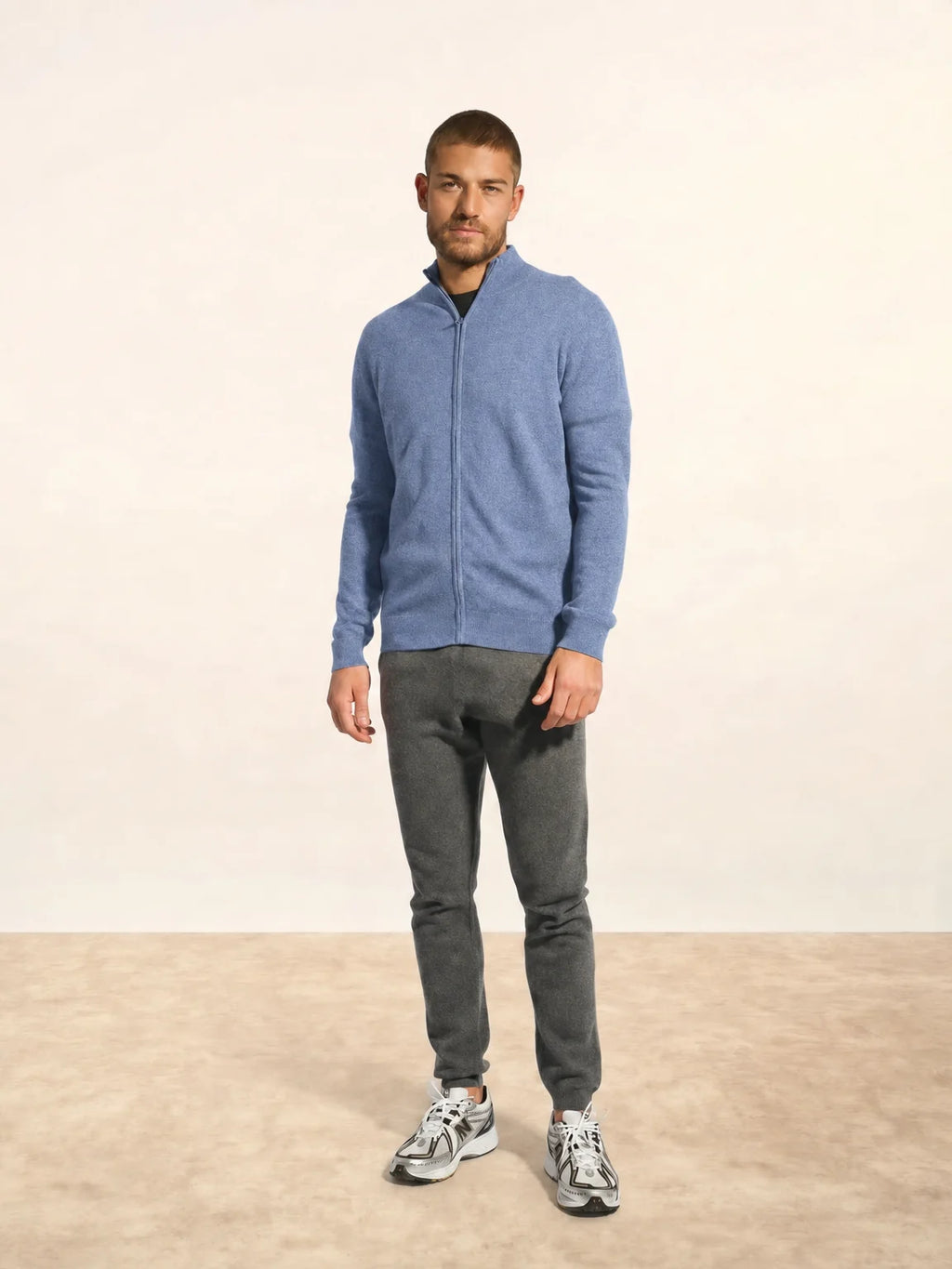 ALAN Vest Zipped Mock Neck Heather Sky