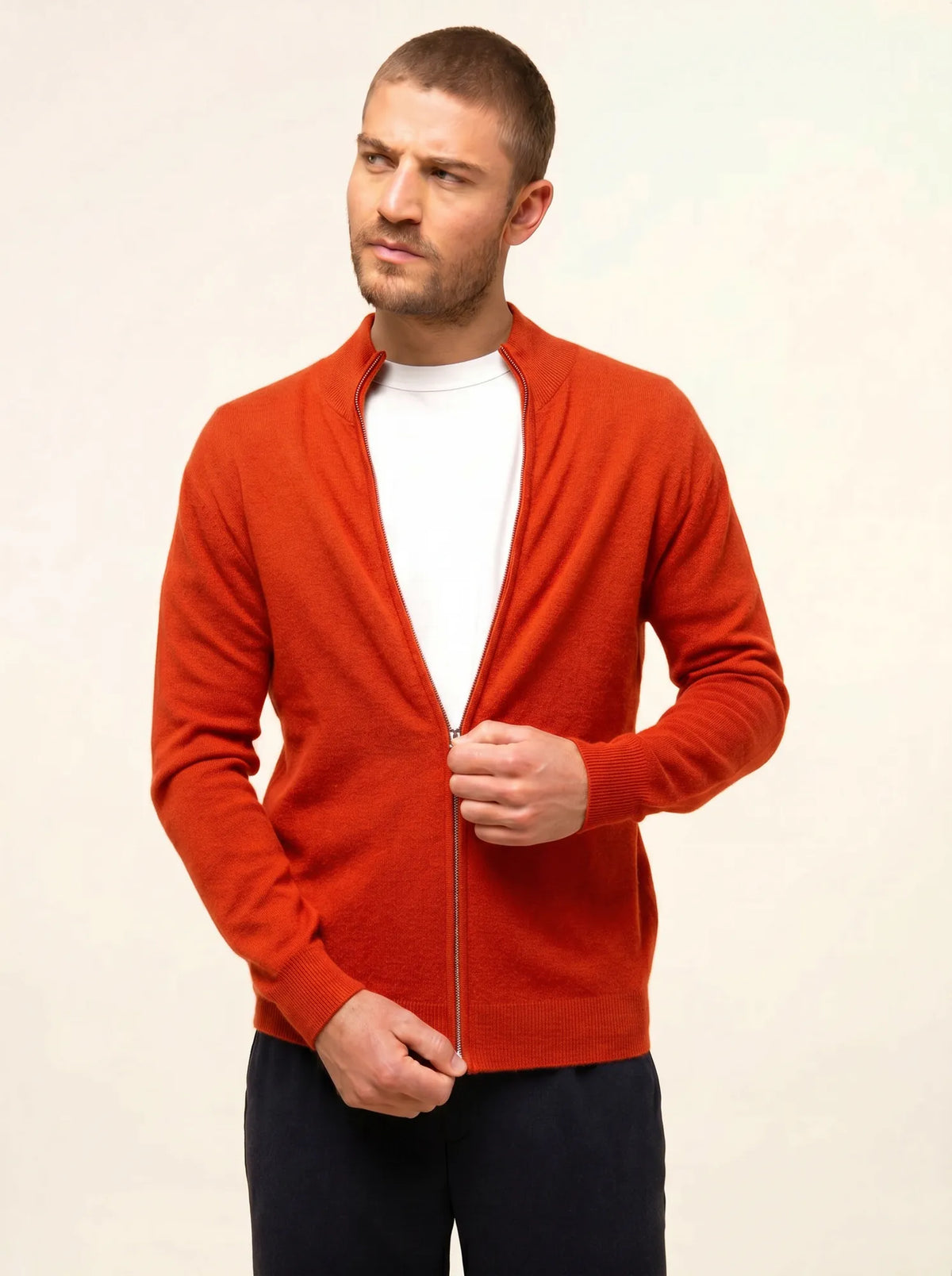 ALAN Gilet Zippé Col Montant Tomate