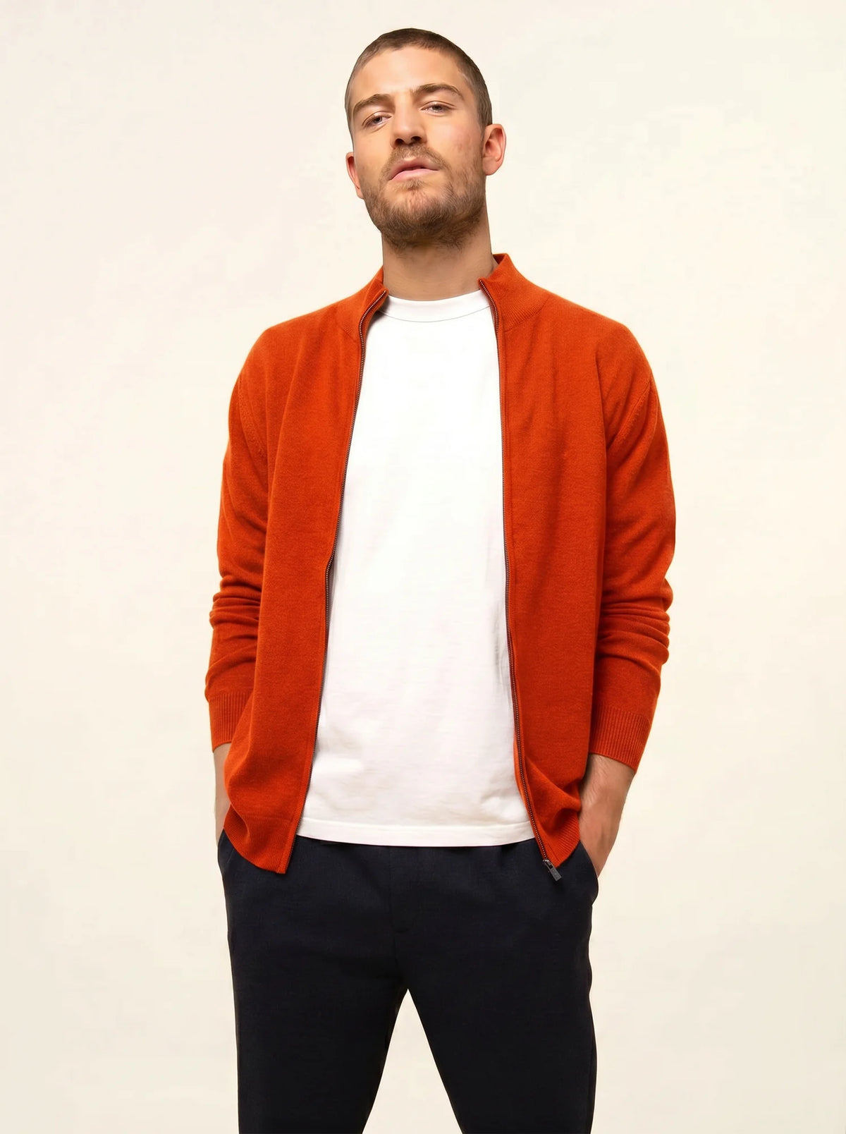 ALAN Gilet Zippé Col Montant Tomate