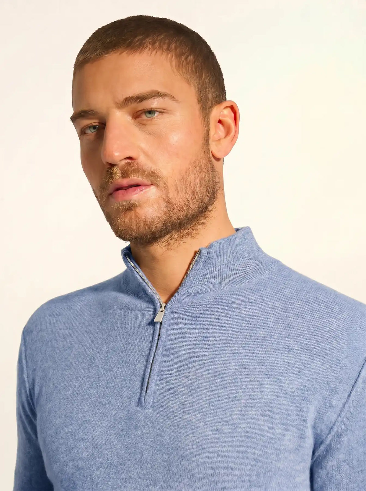 NOUR Pullover Truckerkragen Himmelblau meliert