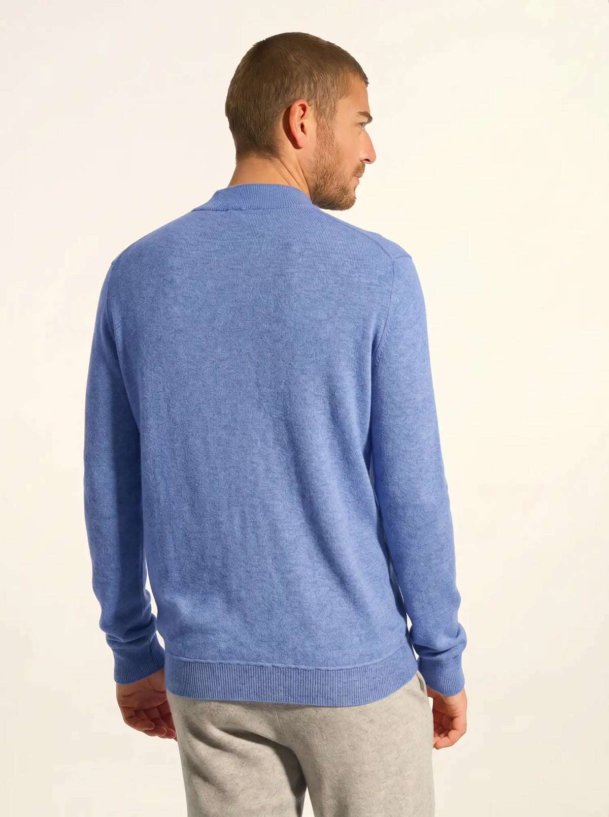 NOUR Pullover Truckerkragen Himmelblau meliert