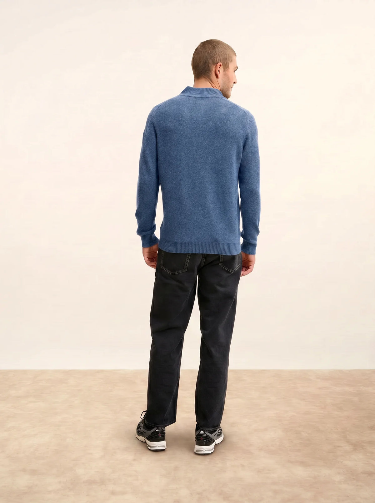 LEONIE Pullover Truckerkragen 4-fädig Denimblau