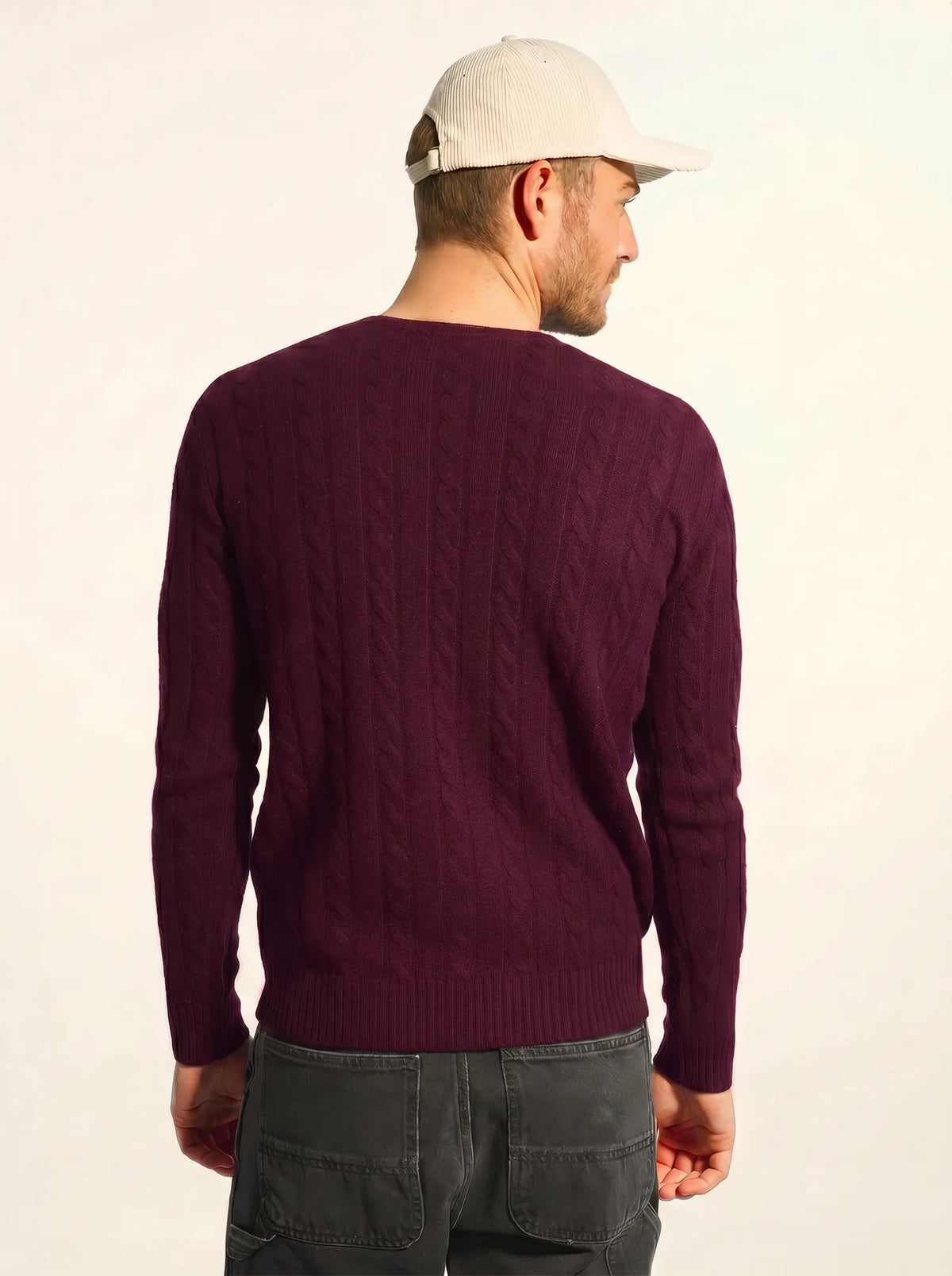 DARRI pull col rond 4 fils mûre