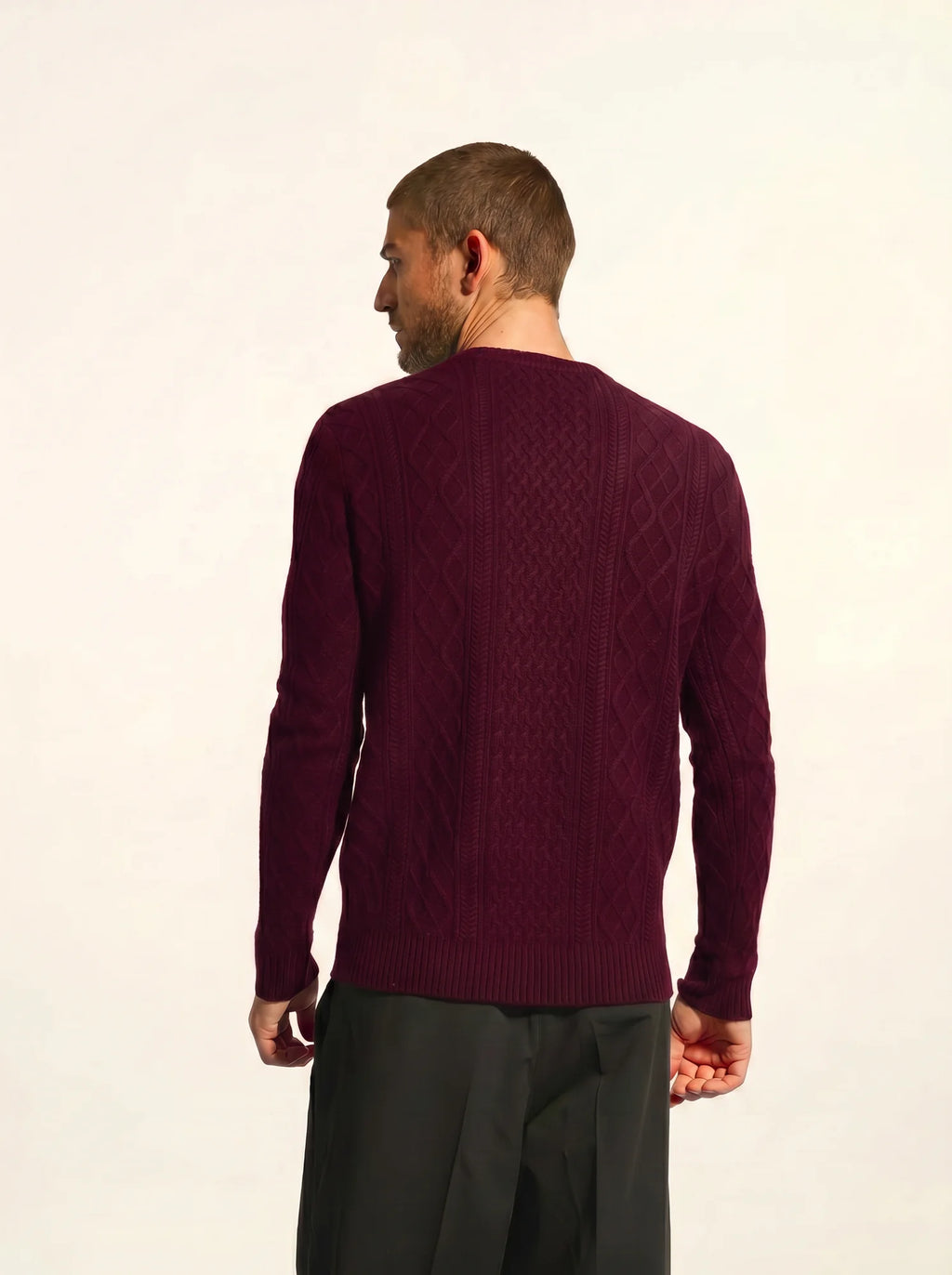 THURID Pull Col Rond 4 Fils Mûre