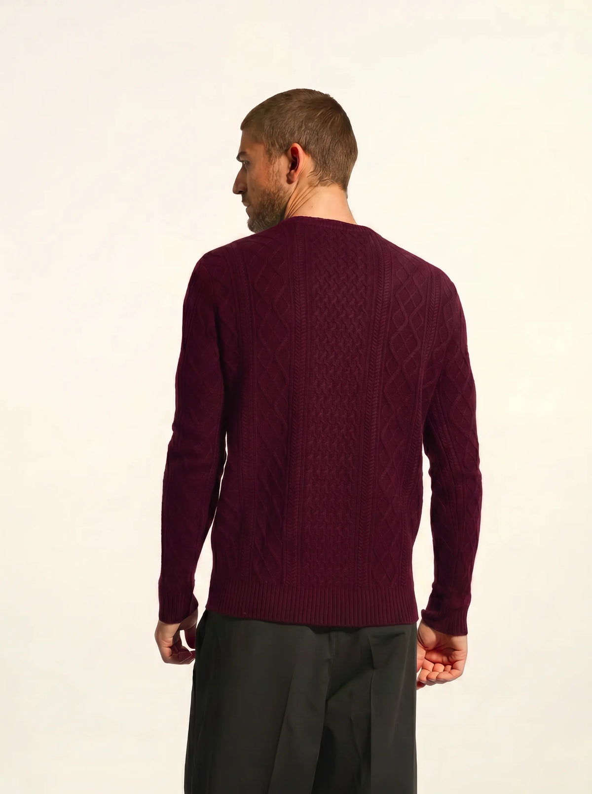 THURID Pull Col Rond 4 Fils Mûre