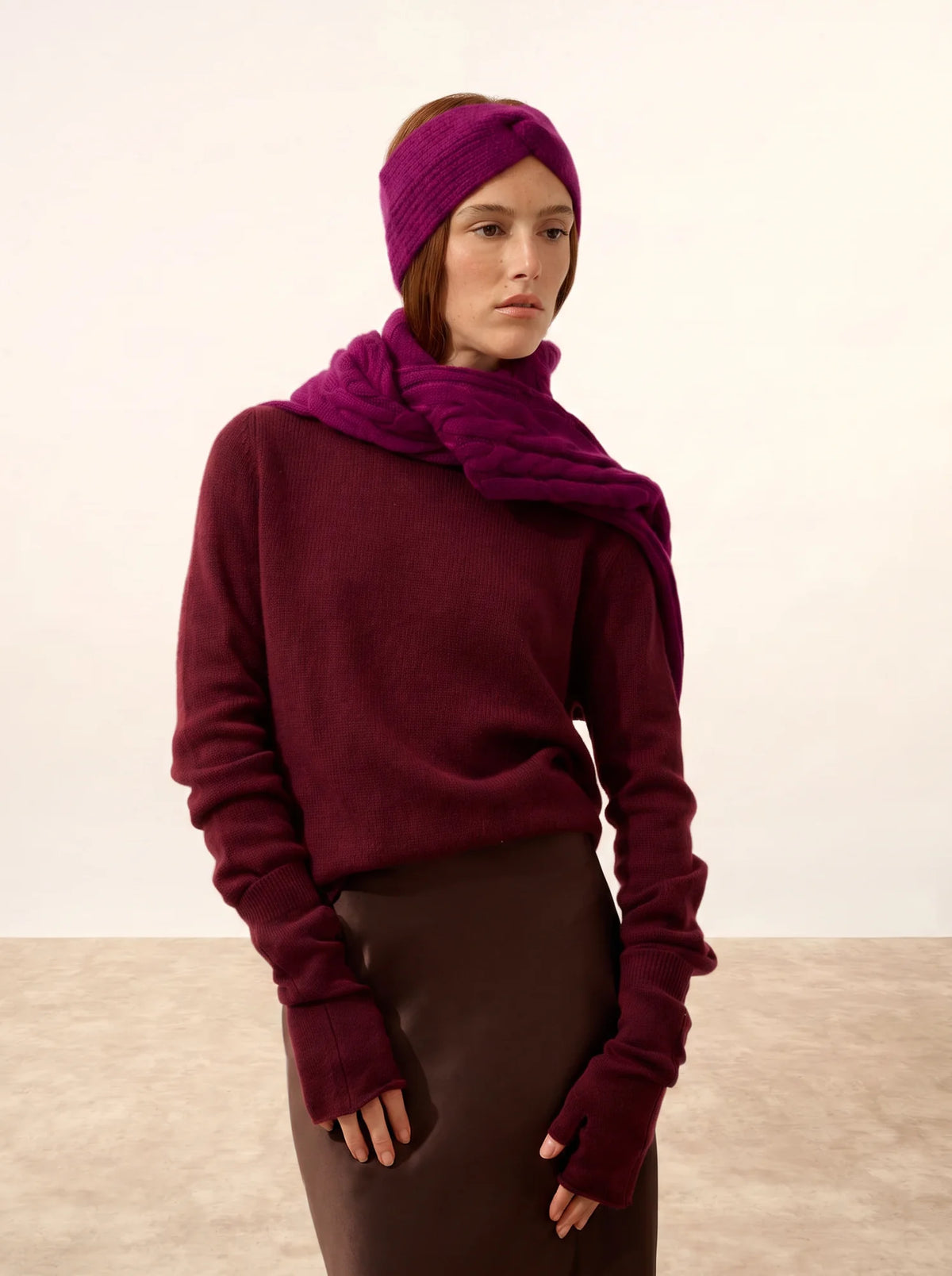 LEXINI Pull Col Rond 4 Fils Mûre
