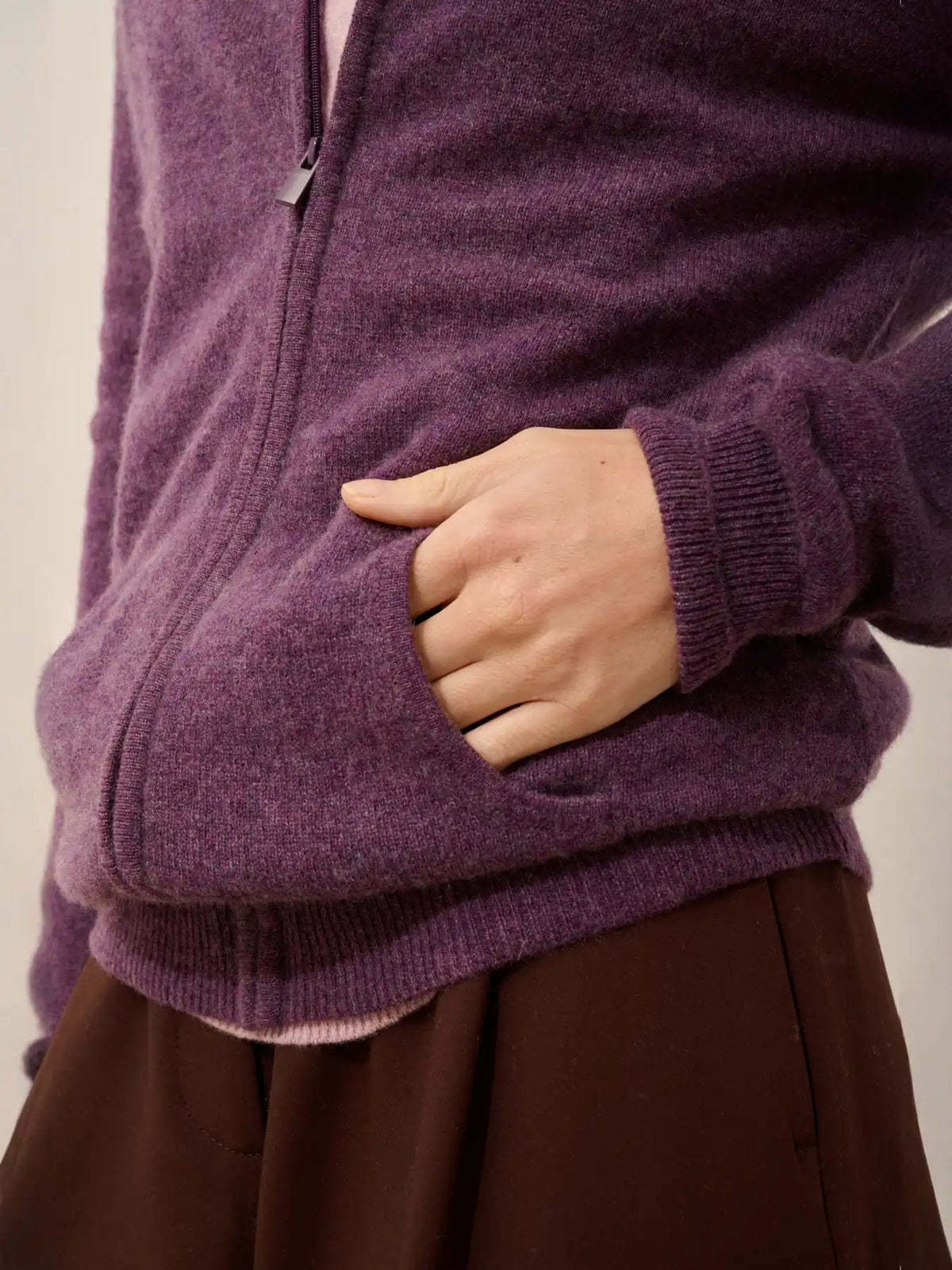 AYR Weste mit Reißverschluss Stehkragen Violett meliert