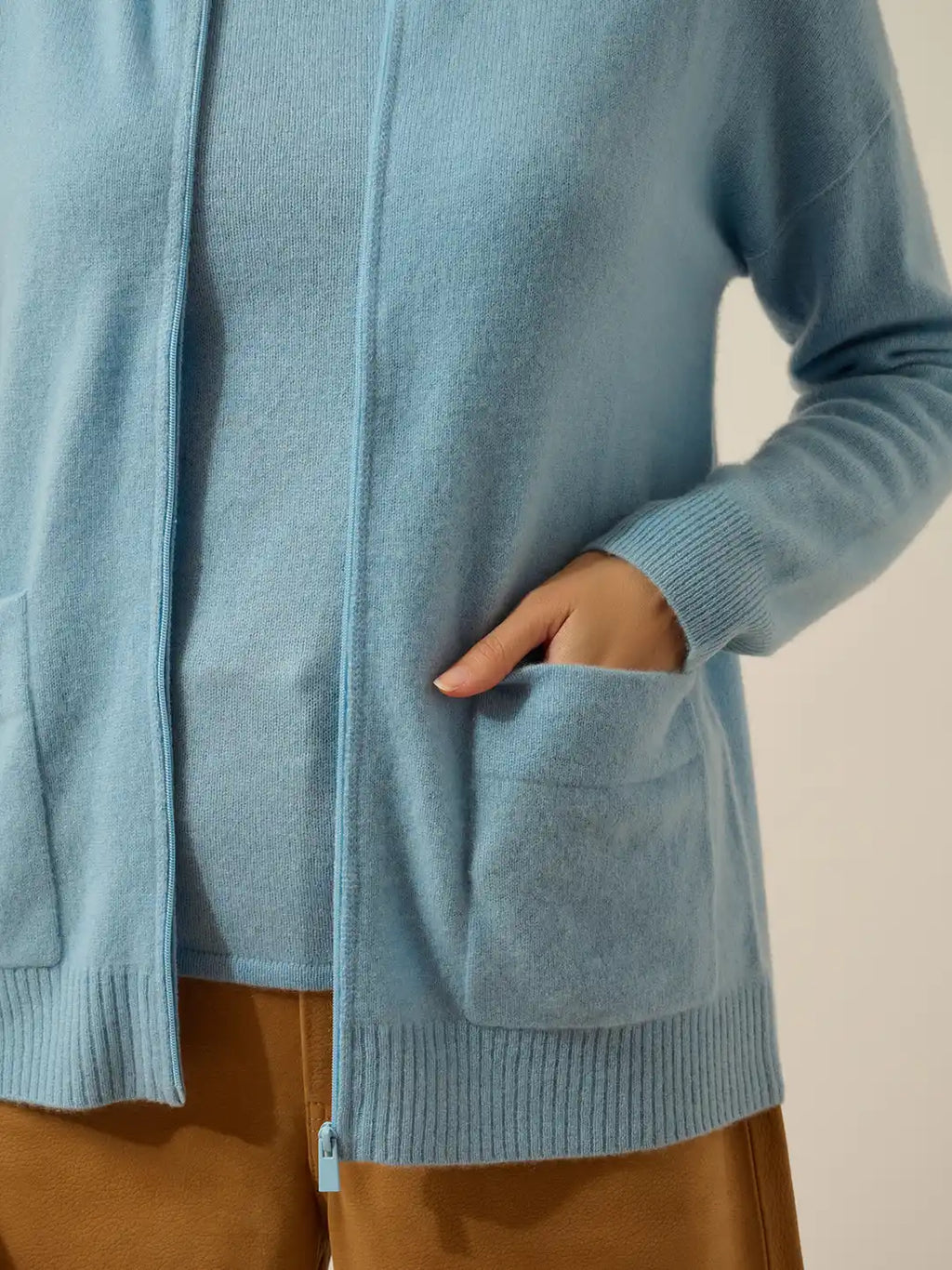 ERVIE Gilet Zippé Col Mao Bleu Inca