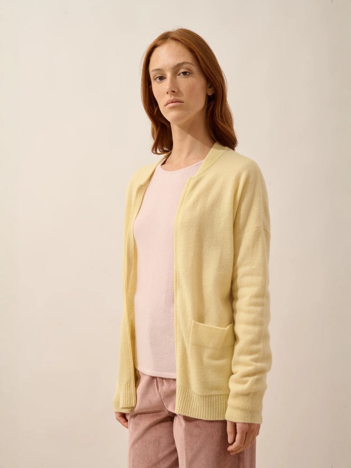 ERVIE Vest Zipped Mandarin Collar Lemonade