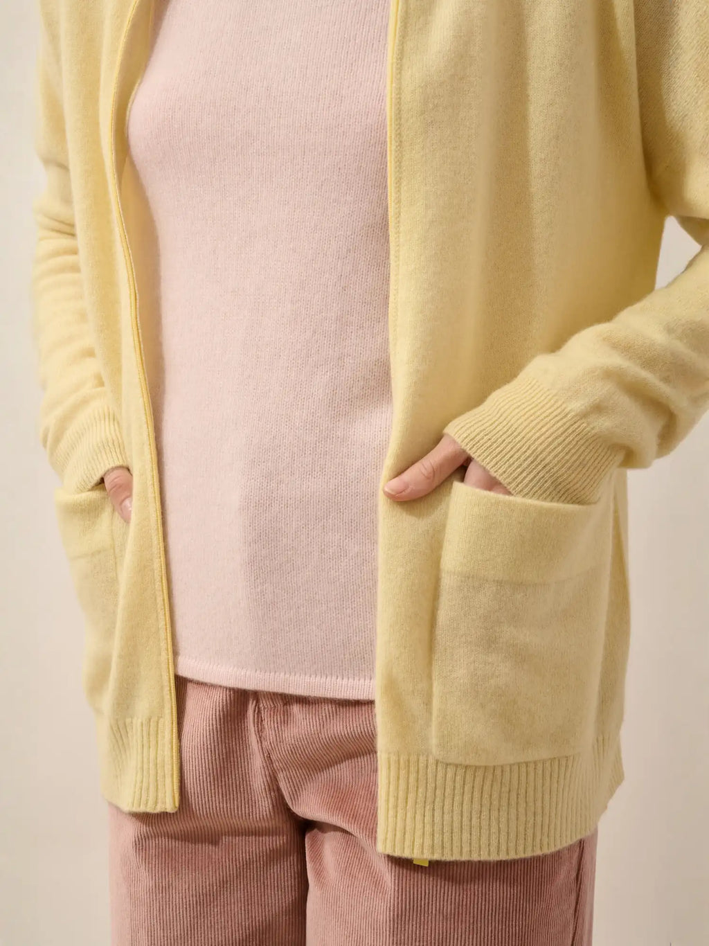 ERVIE Vest Zipped Mandarin Collar Lemonade