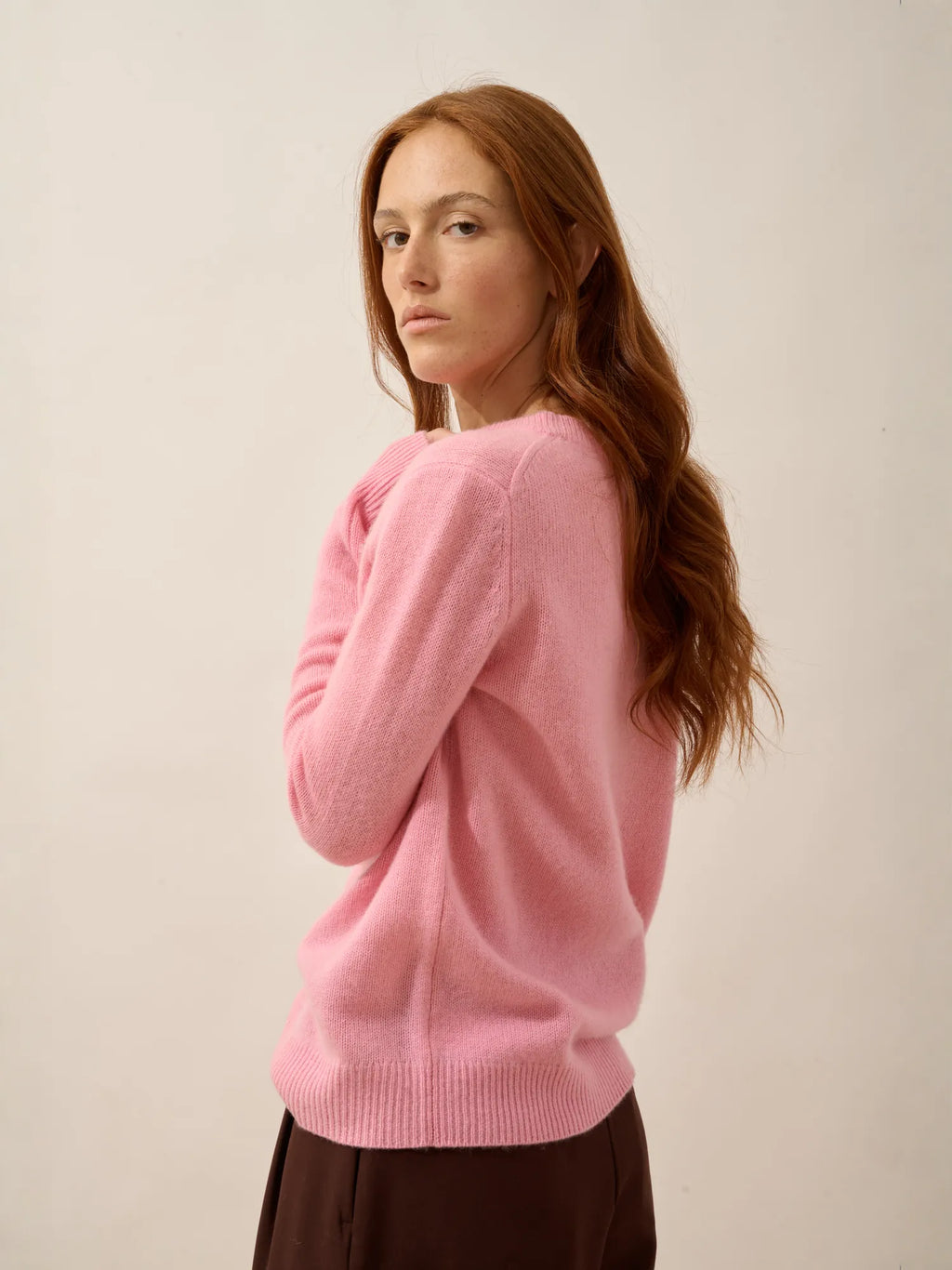 LEXINI Sweater Crew Neck 4 Ply Sugar Pink