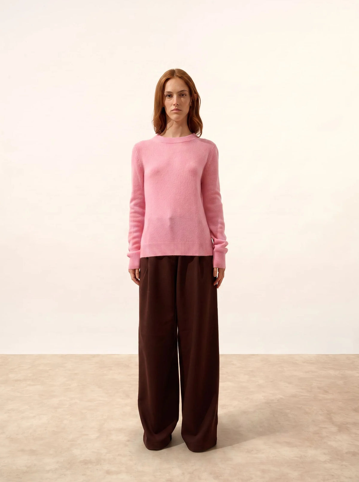 LEXINI Sweater Crew Neck 4 Ply Sugar Pink