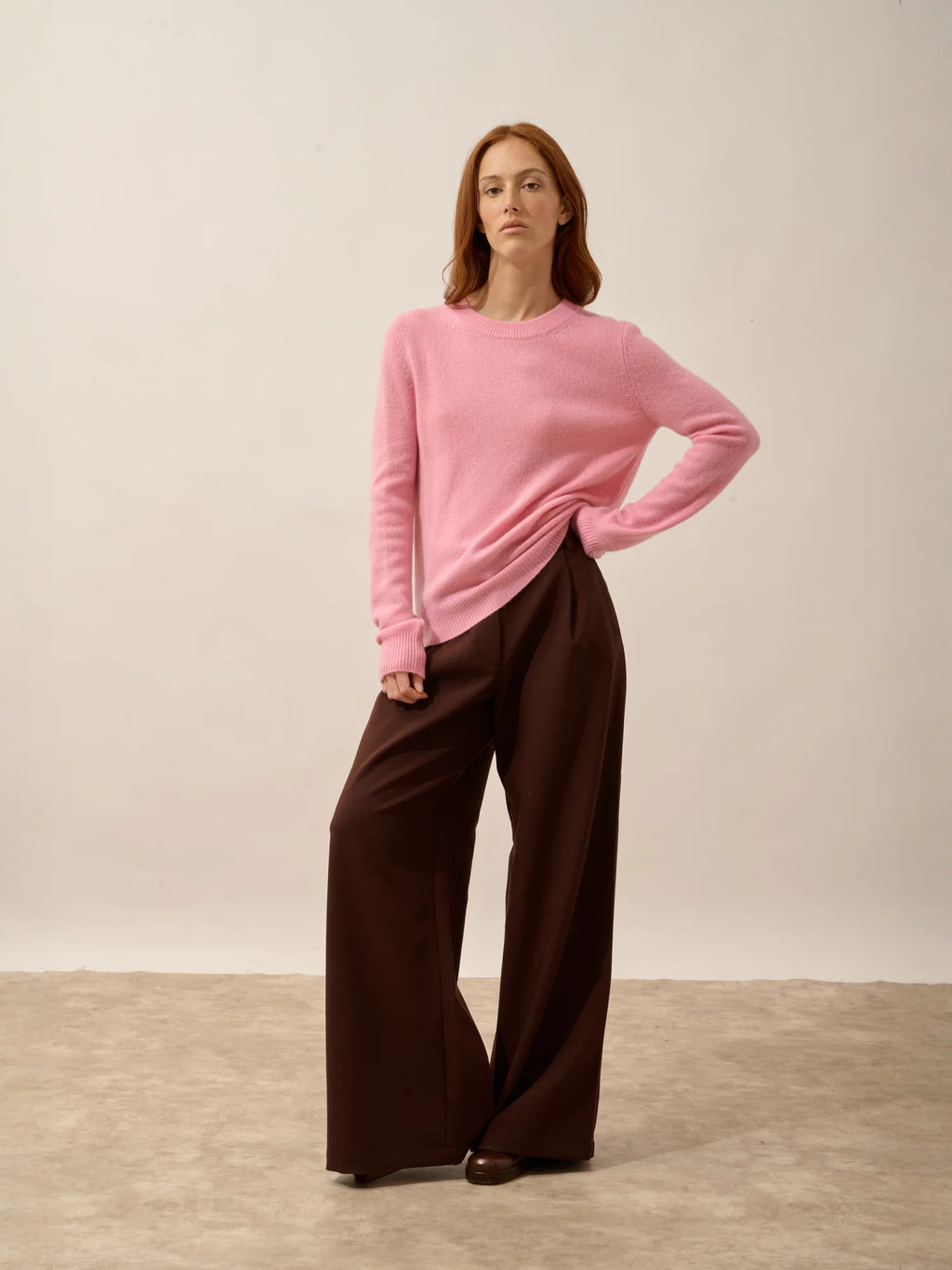 LEXINI Sweater Crew Neck 4 Ply Sugar Pink