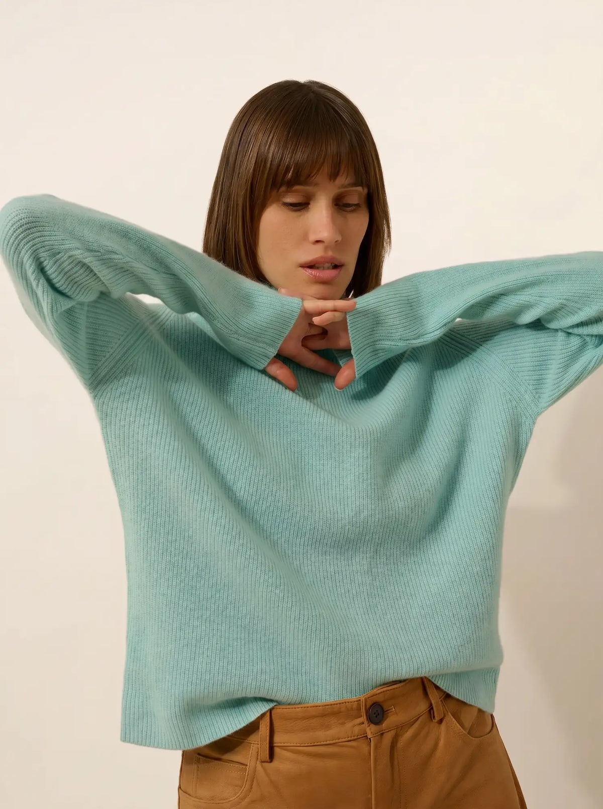 ALYSSA Pullover Stehkragen Aqua