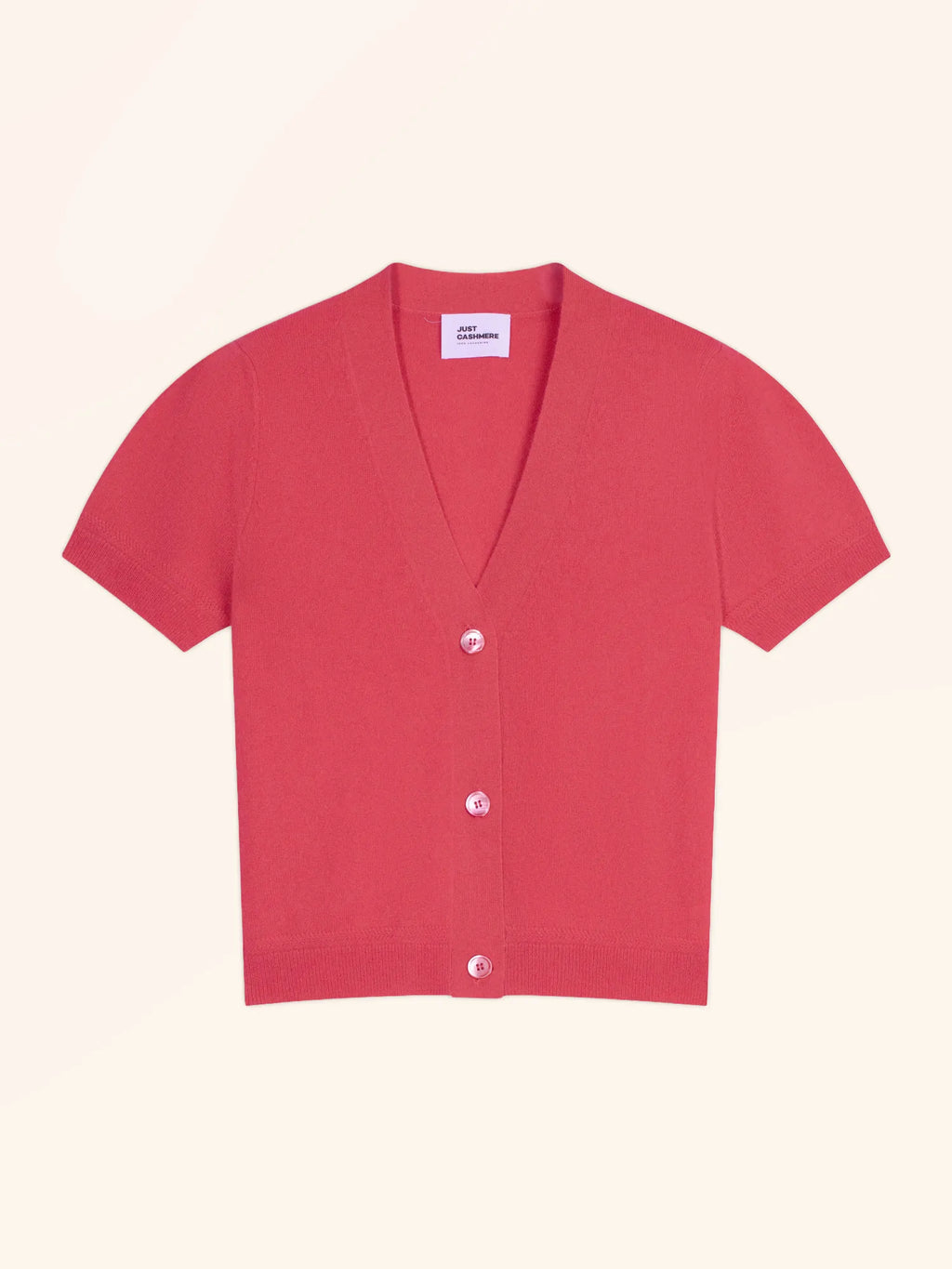 DAN Cardigan Col V Manches Courtes Corail
