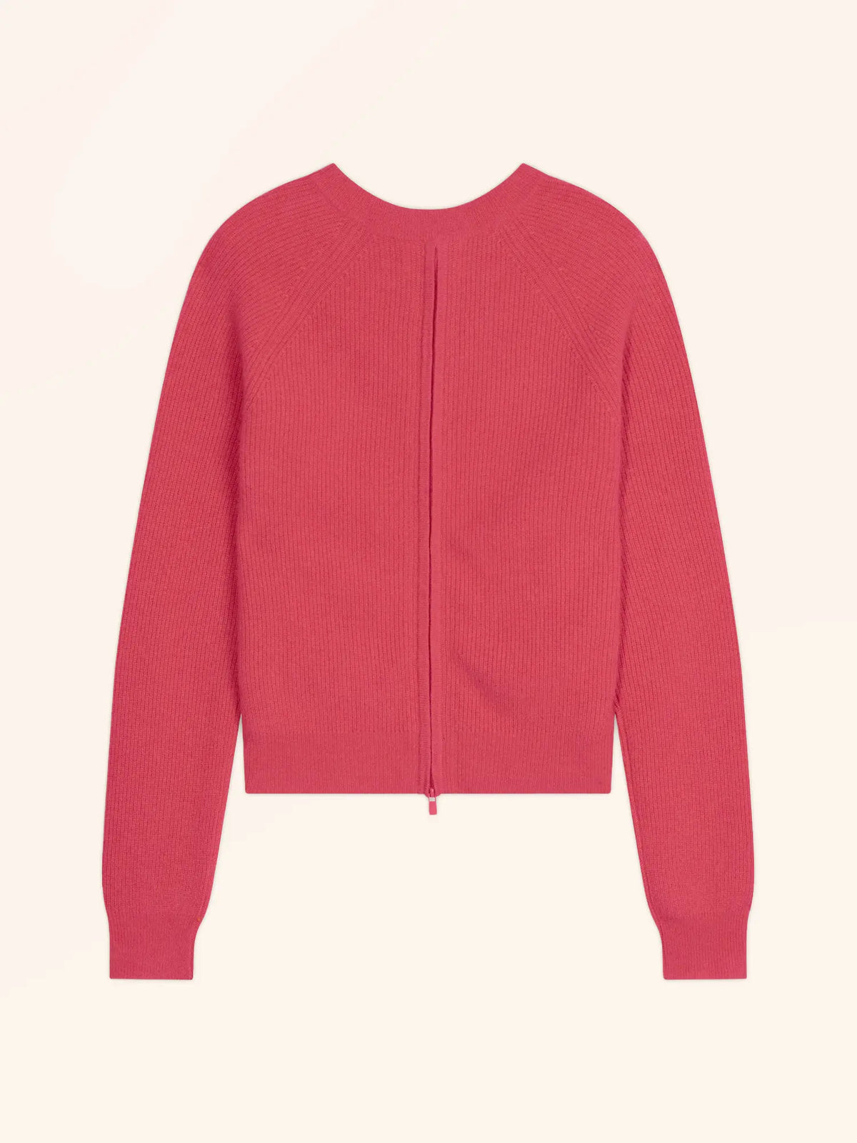 JONA Pull Col Rond Zippé Dos Corail