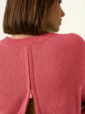 JONA Pull Col Rond Zippé Dos Corail