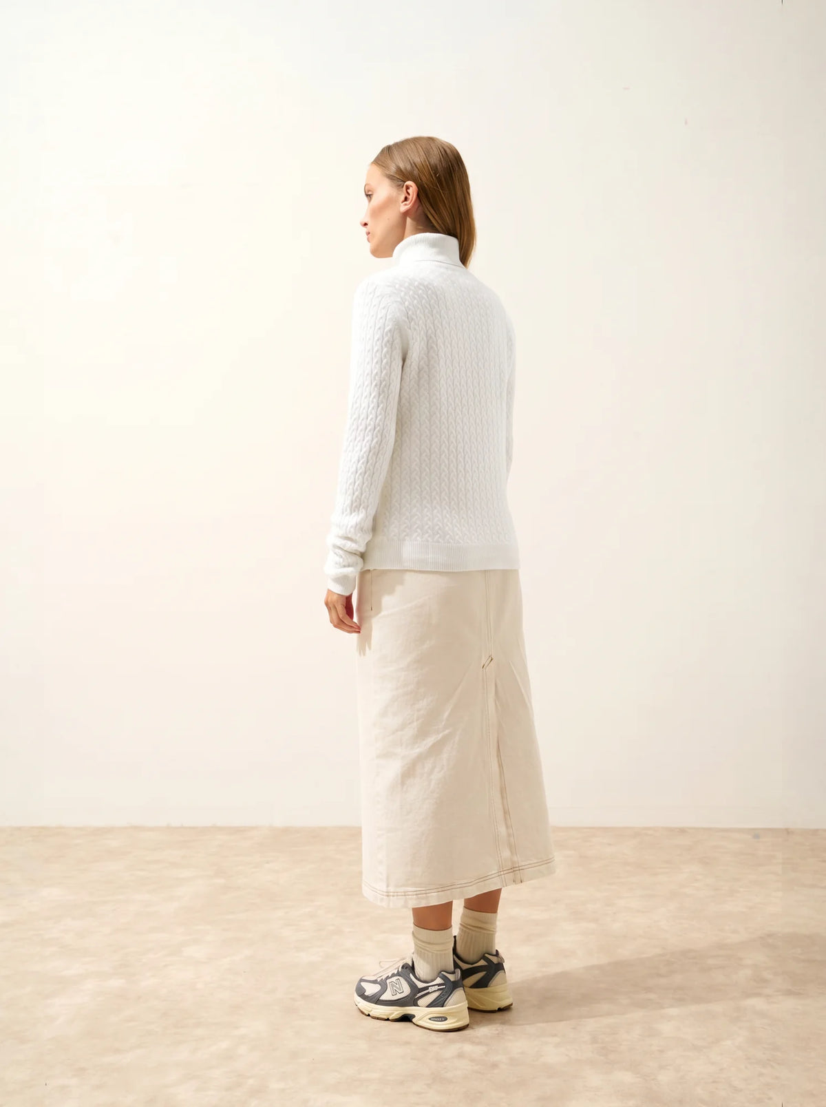 LAURA cardigan col rond blanc chiné