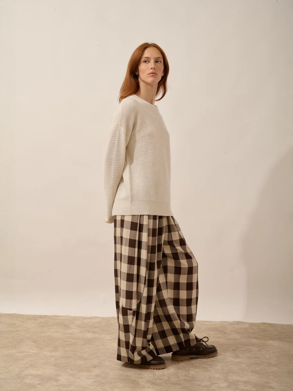 LOUNA Sweater Crew Neck 4 Ply Heather White