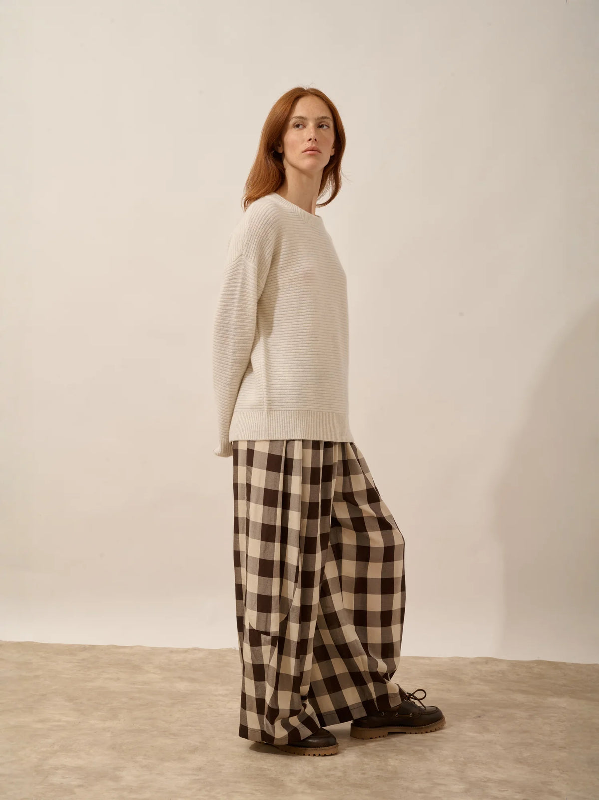LOUNA Sweater Crew Neck 4 Ply Heather White