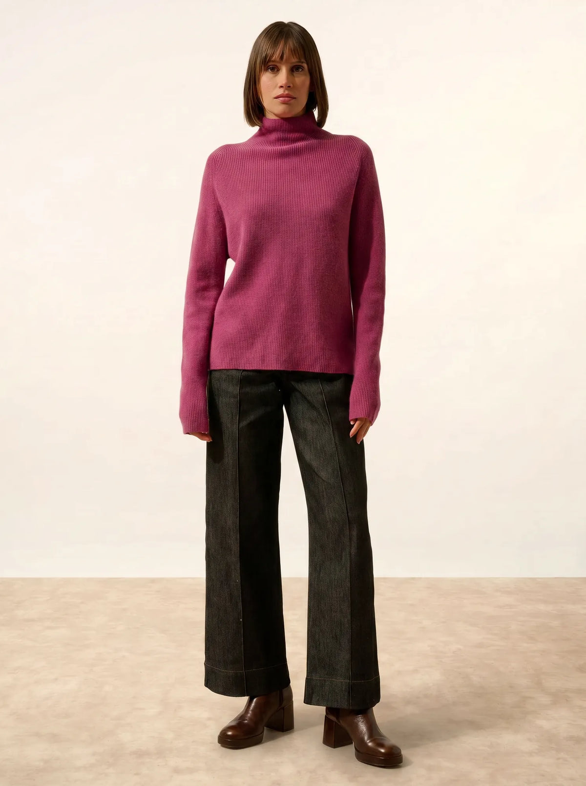 ALYSSA Pull Col Montant Orchidée