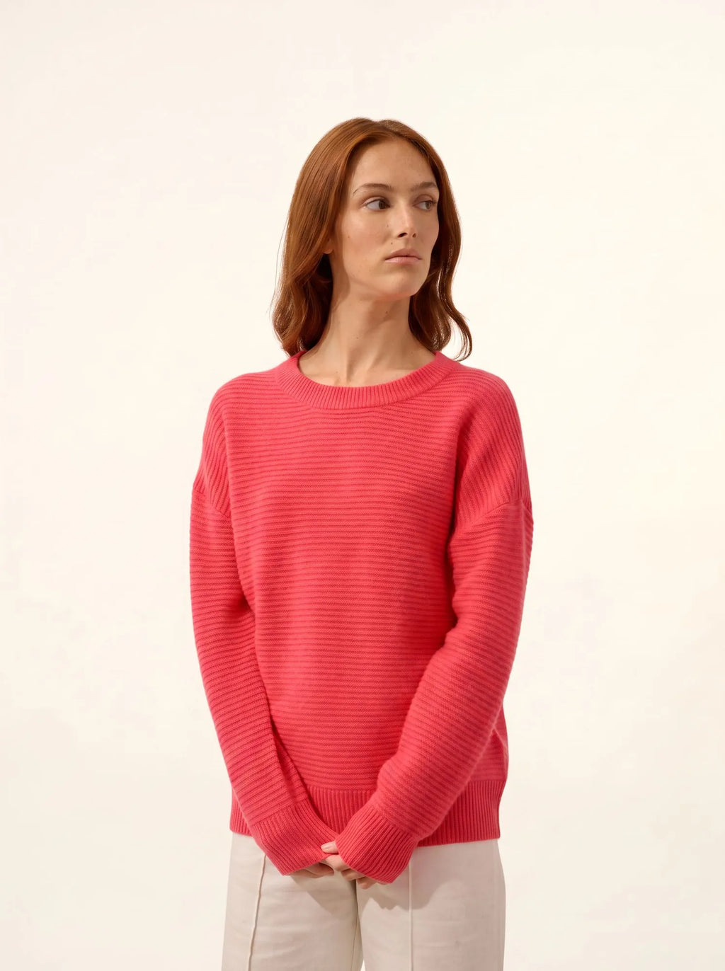 LOUNA Pullover Rundhalsausschnitt 4-fädig Flamingorosa