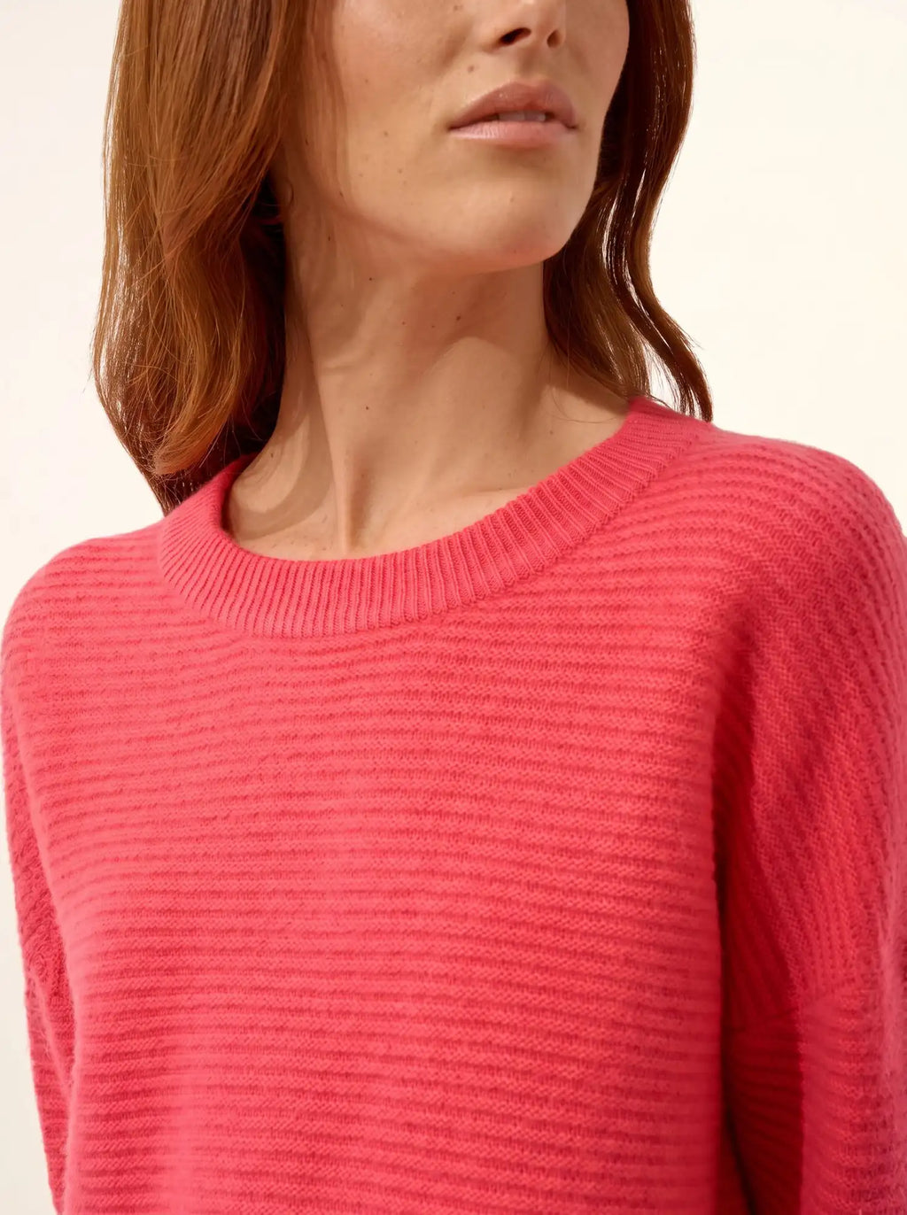 LOUNA Pullover Rundhalsausschnitt 4-fädig Flamingorosa