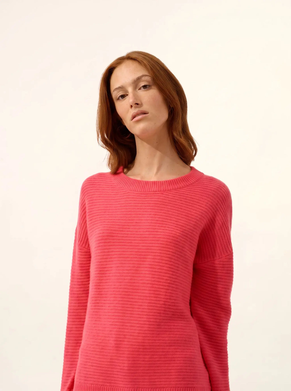 LOUNA Pullover Rundhalsausschnitt 4-fädig Flamingorosa