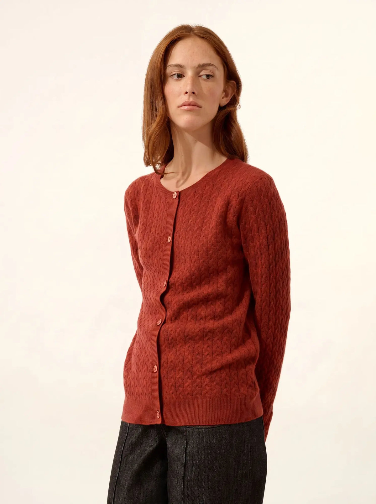 LAURA Cardigan Crew Neck Cherry