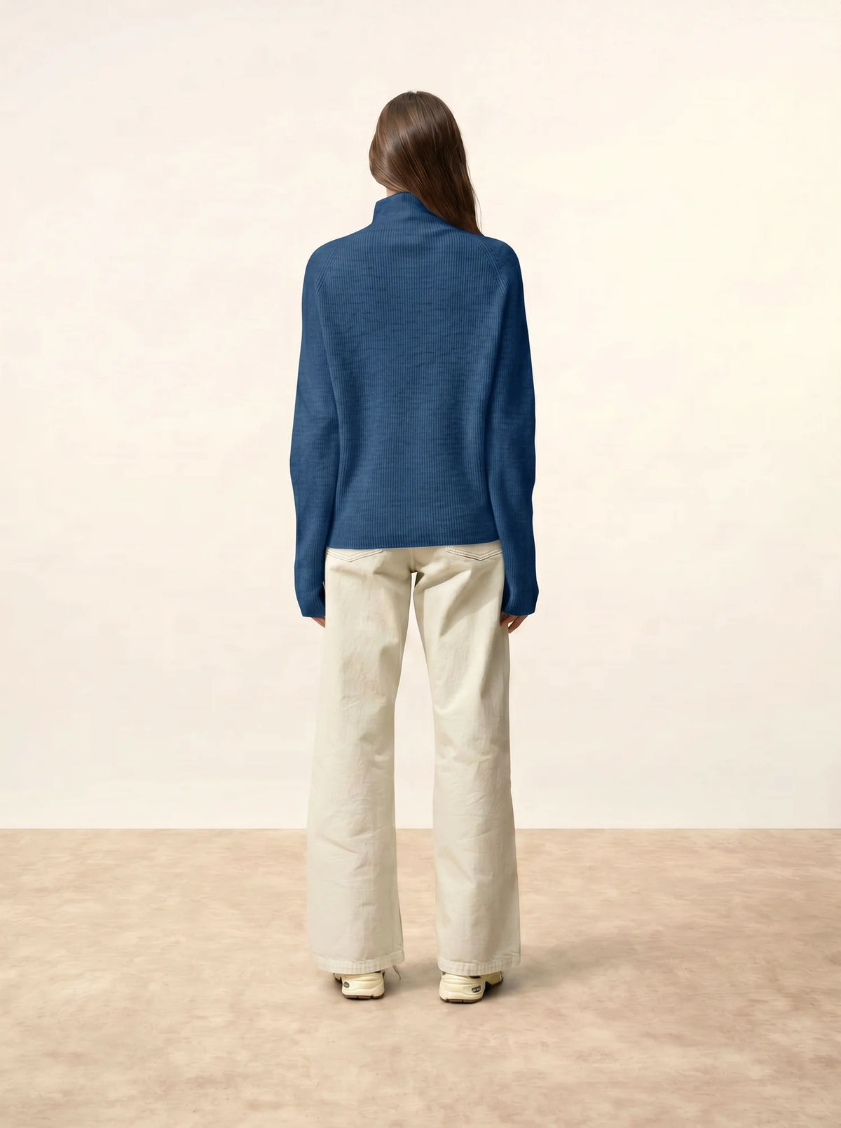 ALYSSA Sweater Mock Neck Heather Blue