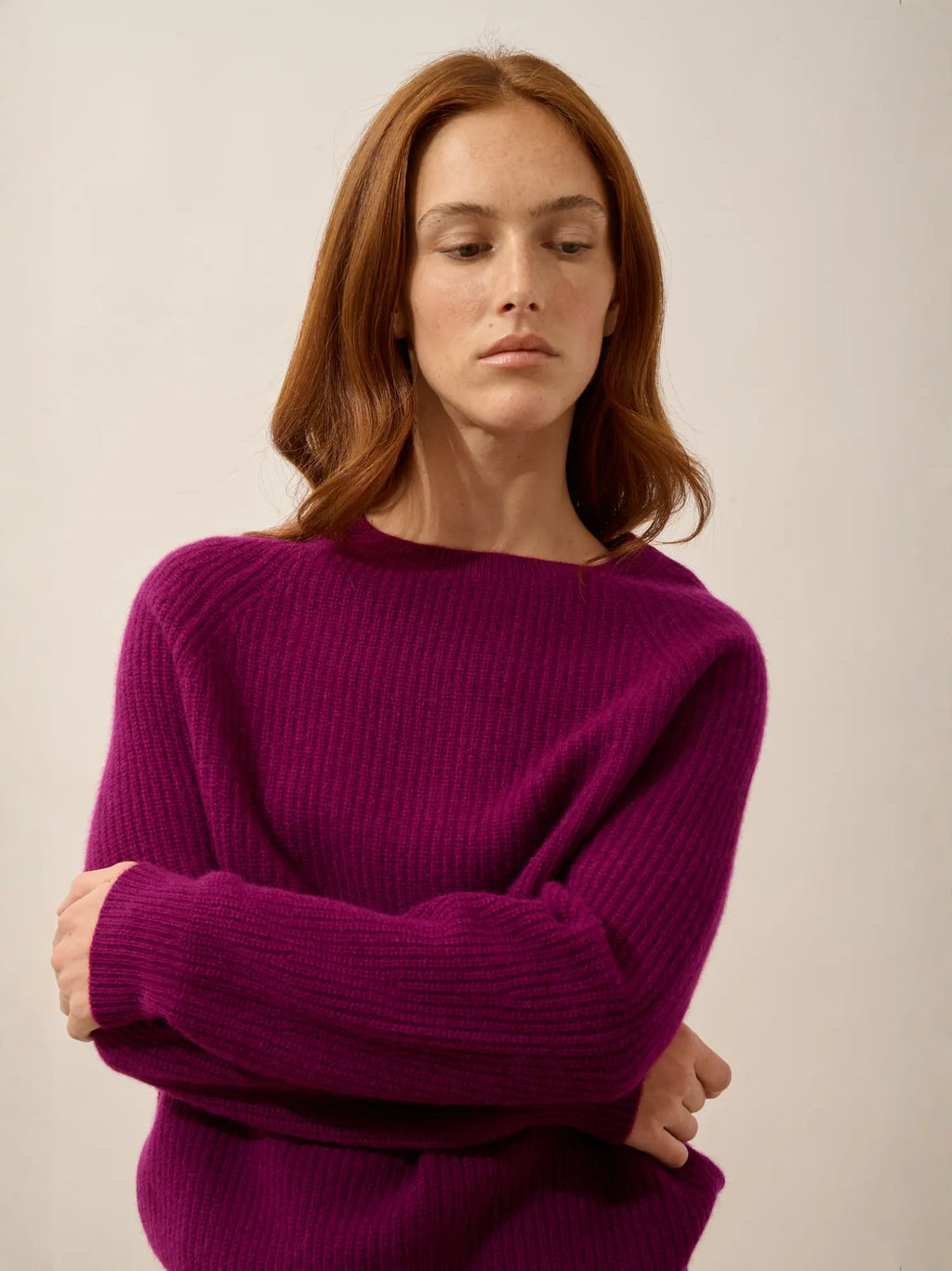FRIO Pullover Rundhalsausschnitt 4-fädig Pflaumenblau