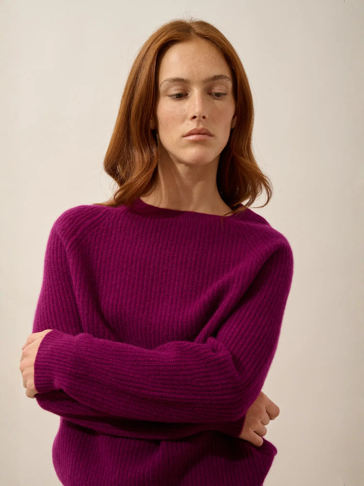 FRIO Pullover Rundhalsausschnitt 4-fädig Pflaumenblau