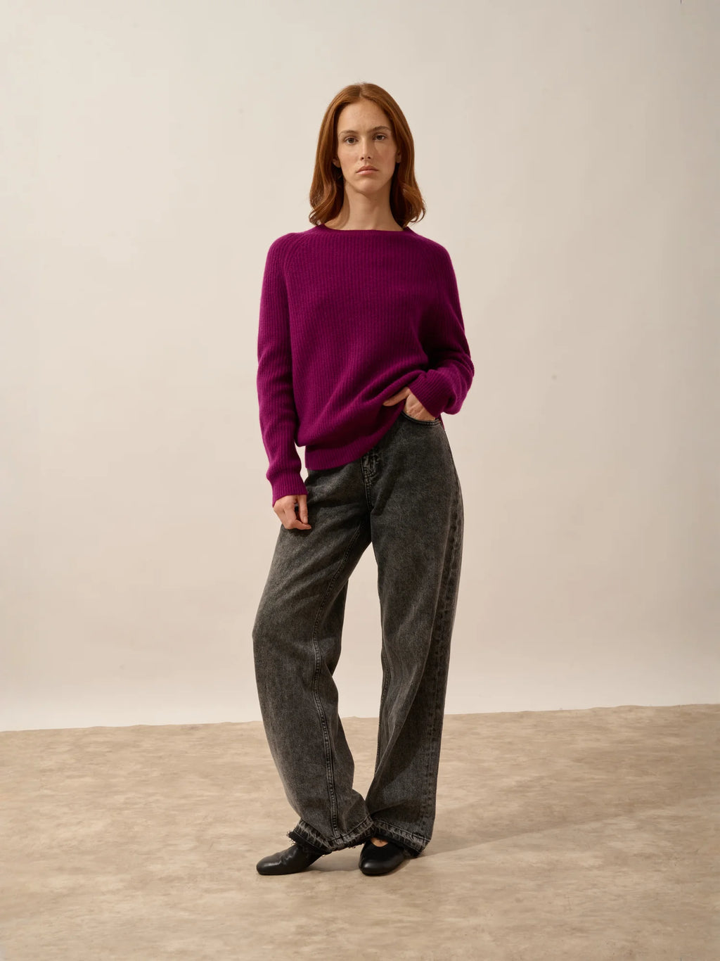 FRIO Pullover Rundhalsausschnitt 4-fädig Pflaumenblau