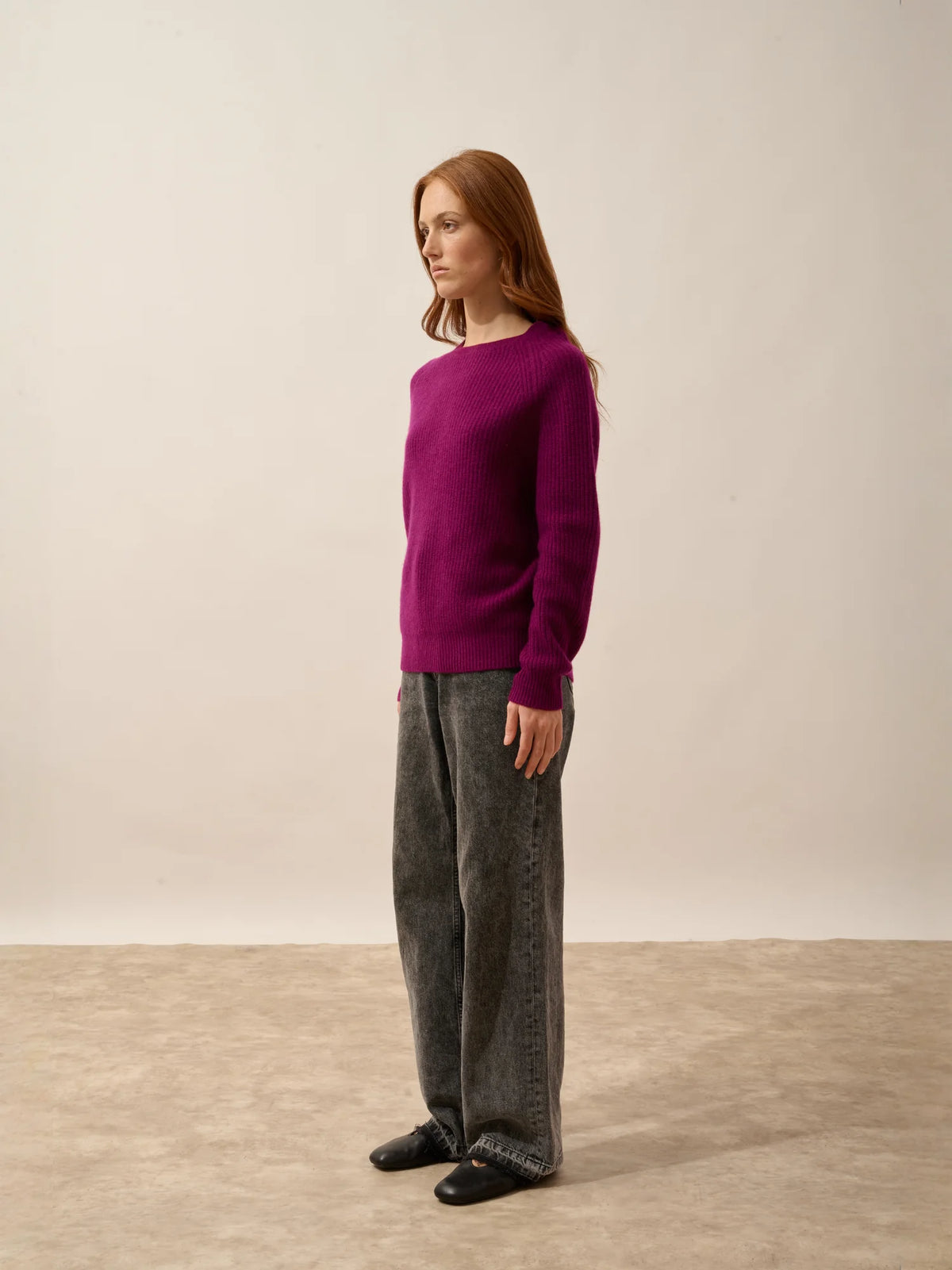 FRIO Pullover Rundhalsausschnitt 4-fädig Pflaumenblau