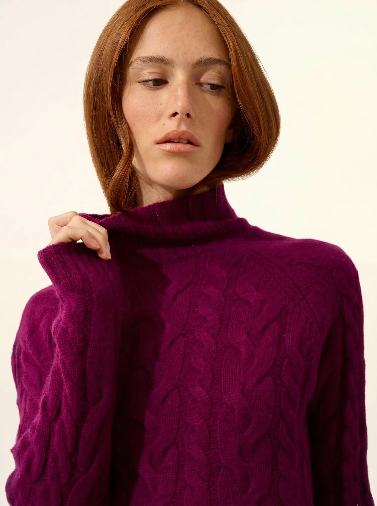 SERENOA Sweater Mock Neck 6 Ply Plum