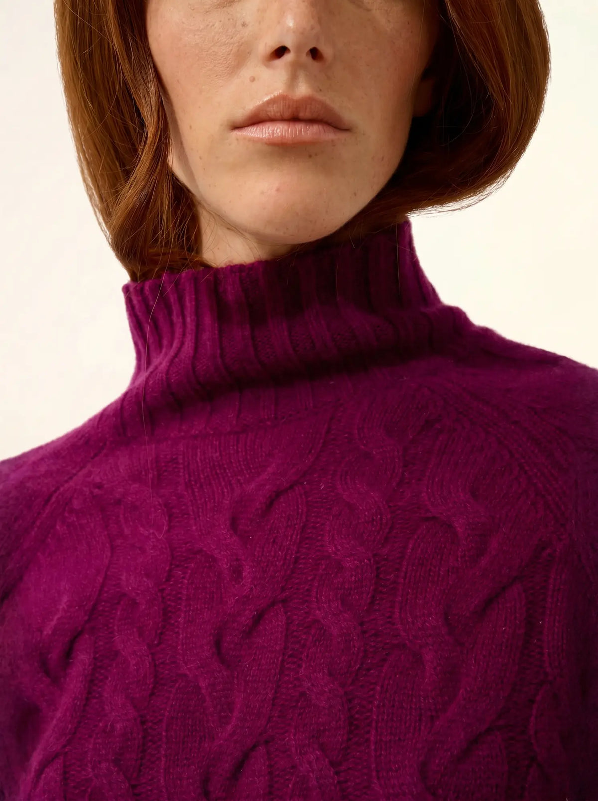 SERENOA Sweater Mock Neck 6 Ply Plum