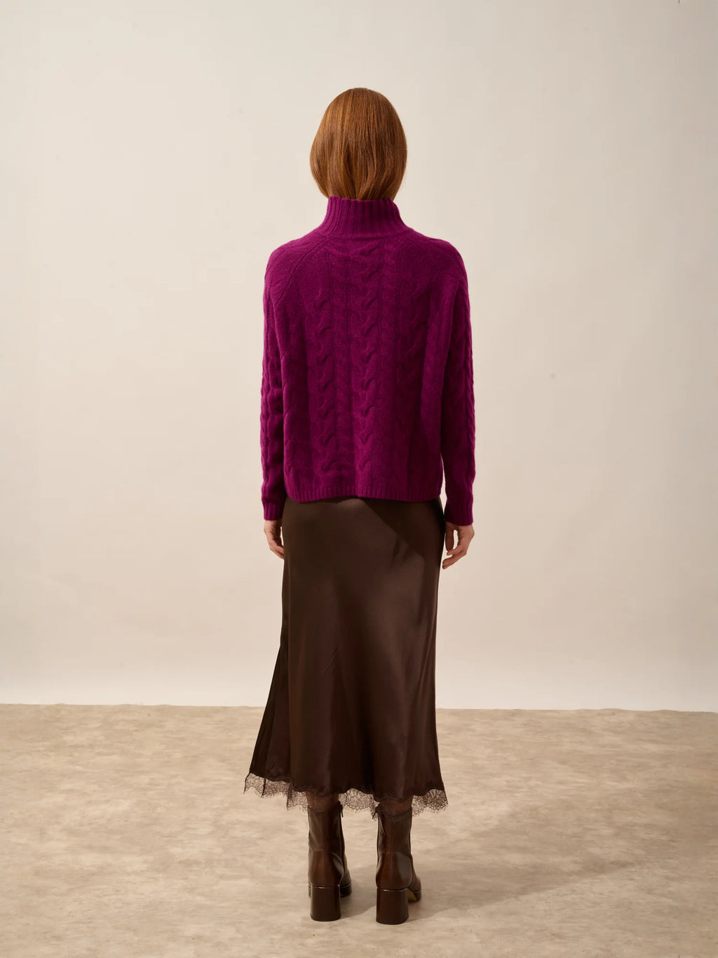 SERENOA Sweater Mock Neck 6 Ply Plum