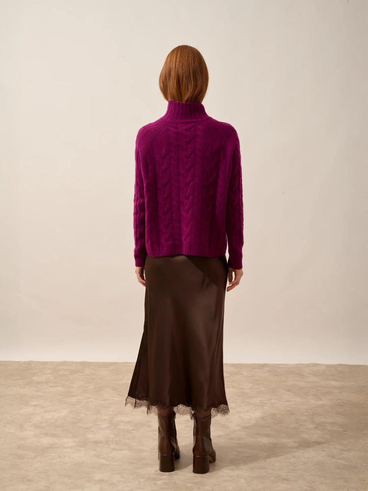 SERENOA Sweater Mock Neck 6 Ply Plum