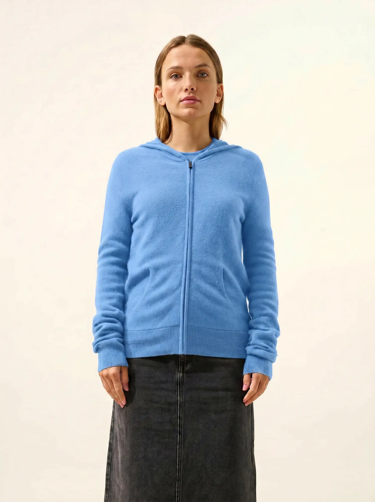 DEBBIE Weste mit Reißverschluss mit Kapuze Babyblau