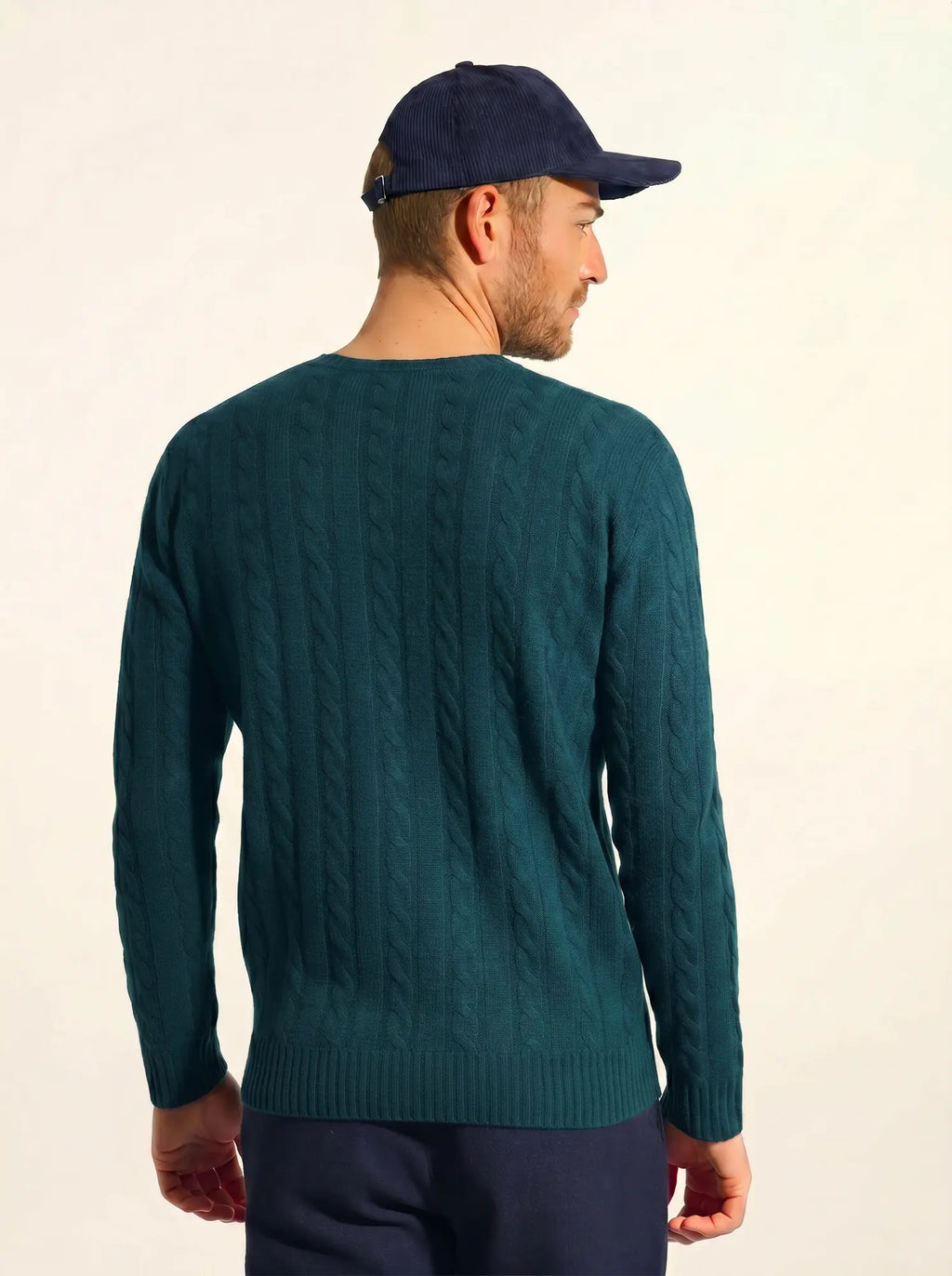 DARRI pull col rond 4 fils vert canard