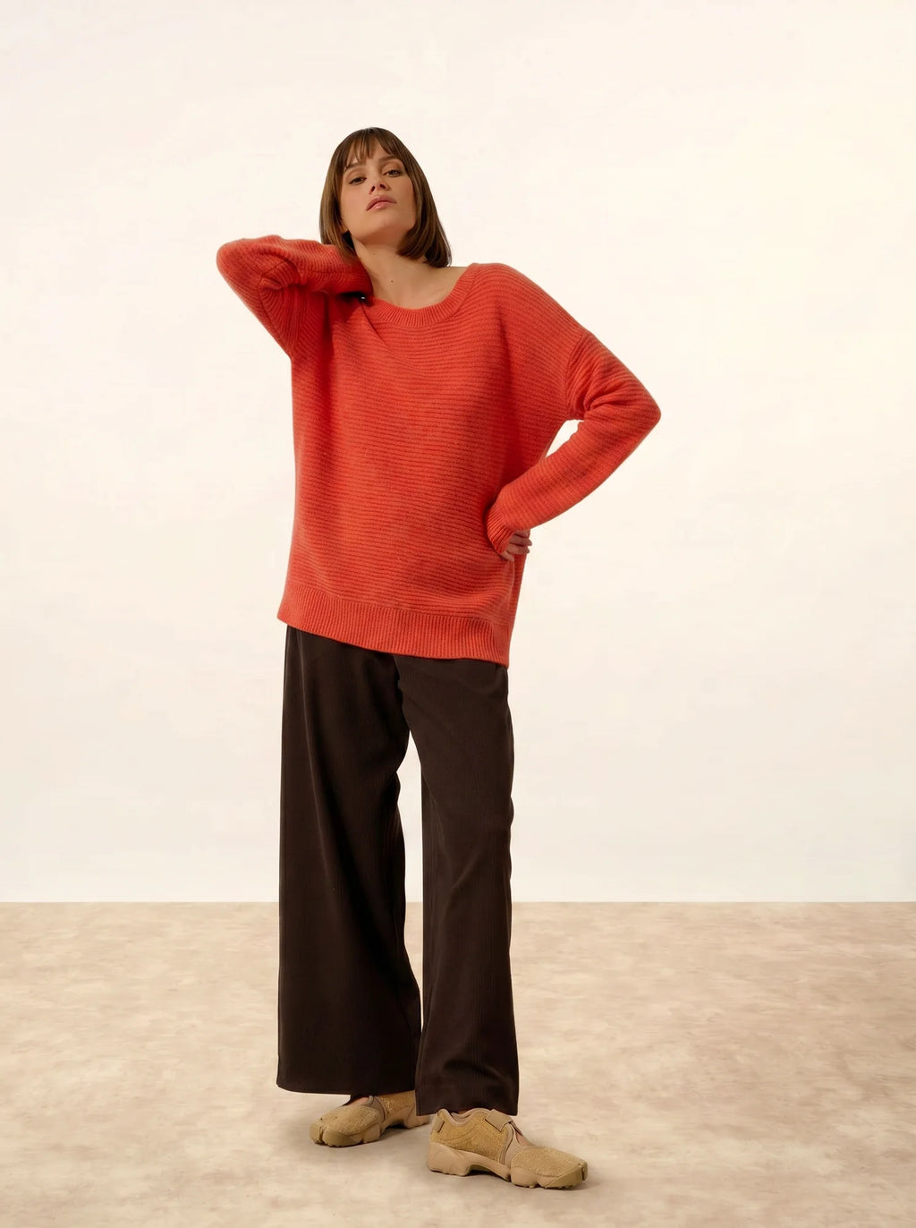 LOUNA Sweater Crew Neck 4 Ply Heather Orange